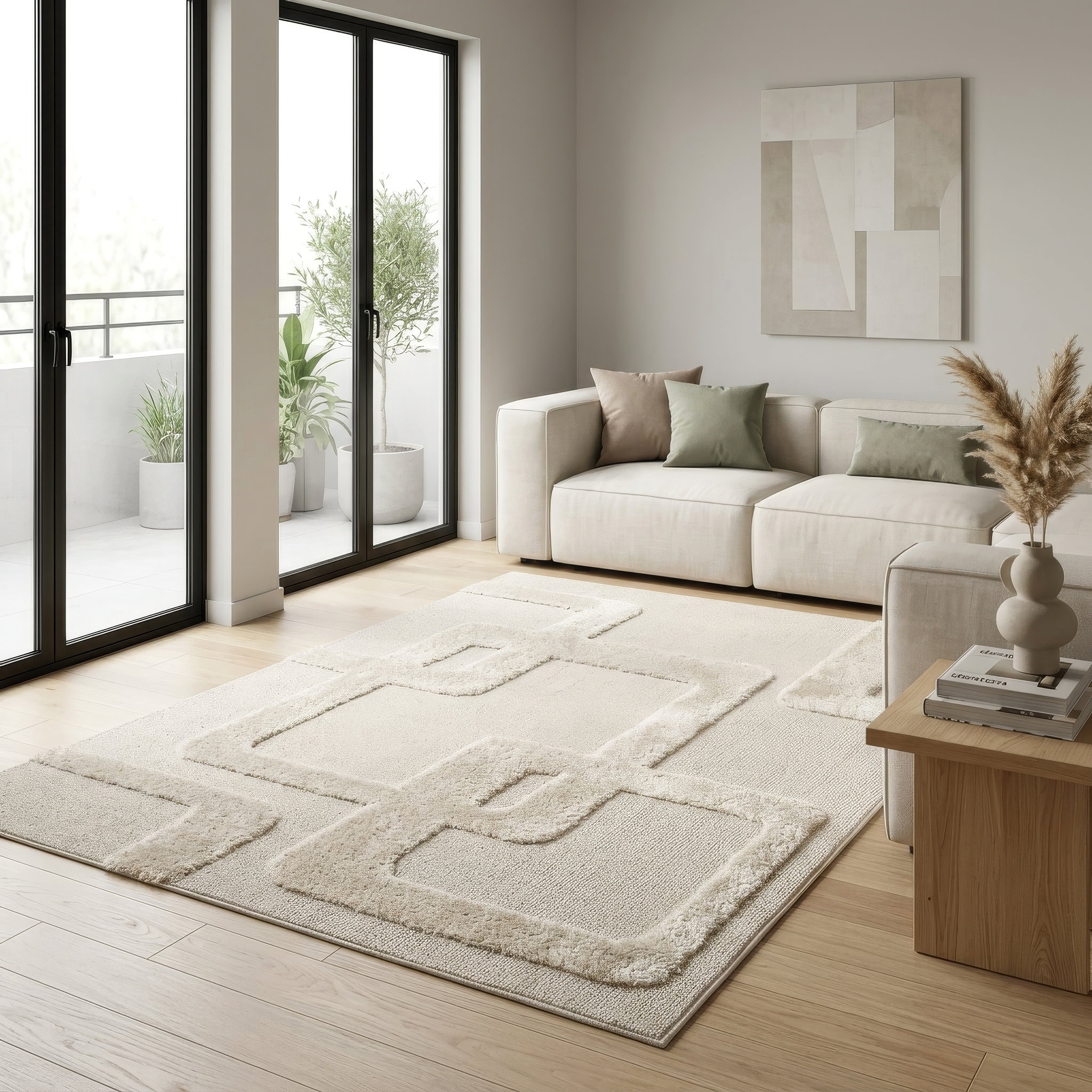GOODproduct Teppich »Modea, geometrisches Muster« rechteckig 20 mm Höhe Ton-in-Ton, Hoch-Tief, weich, Wohnzimmer, Schlafzimmer