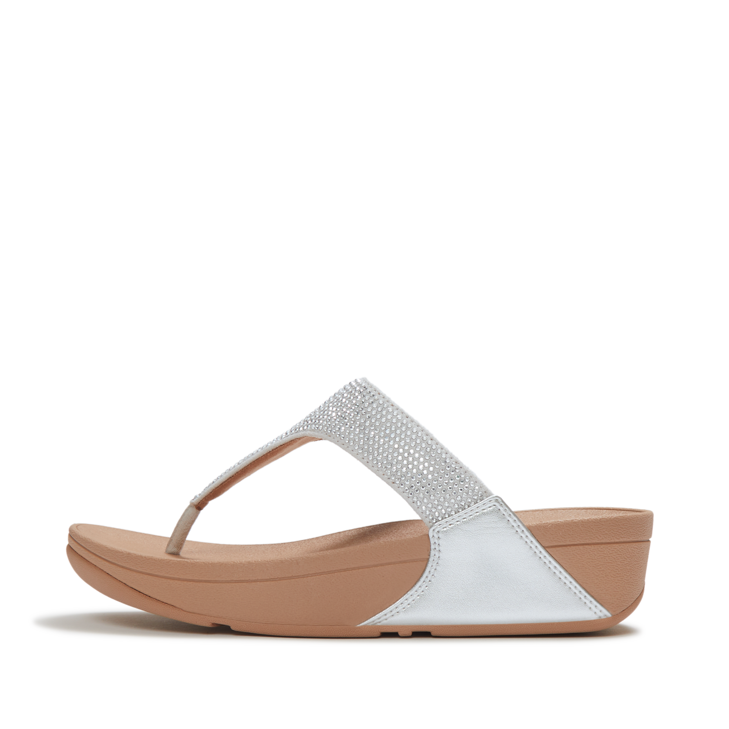 Fitflop Dianette »LULU CRYSTAL EMBELLISHED TOE-POST SANDALS - HOTFIX«  compensé, chaussure d'été, tongs avec lanière d’orteil douce