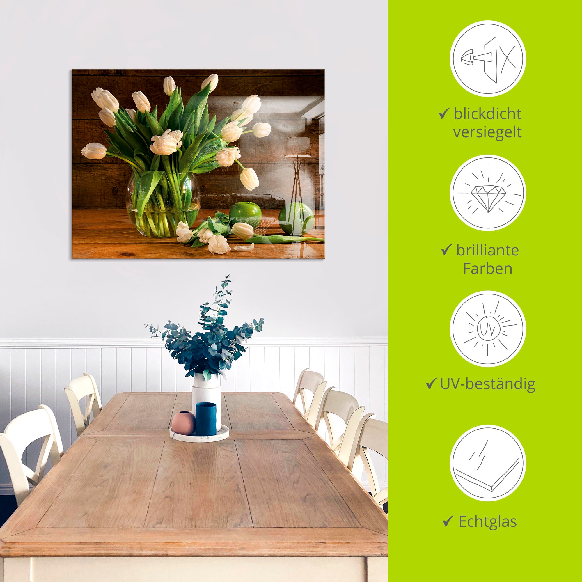 Artland Glasbild »Tulpen in Glasvase« Blumen 1 Stk. tlg. in verschiedenen Grössen