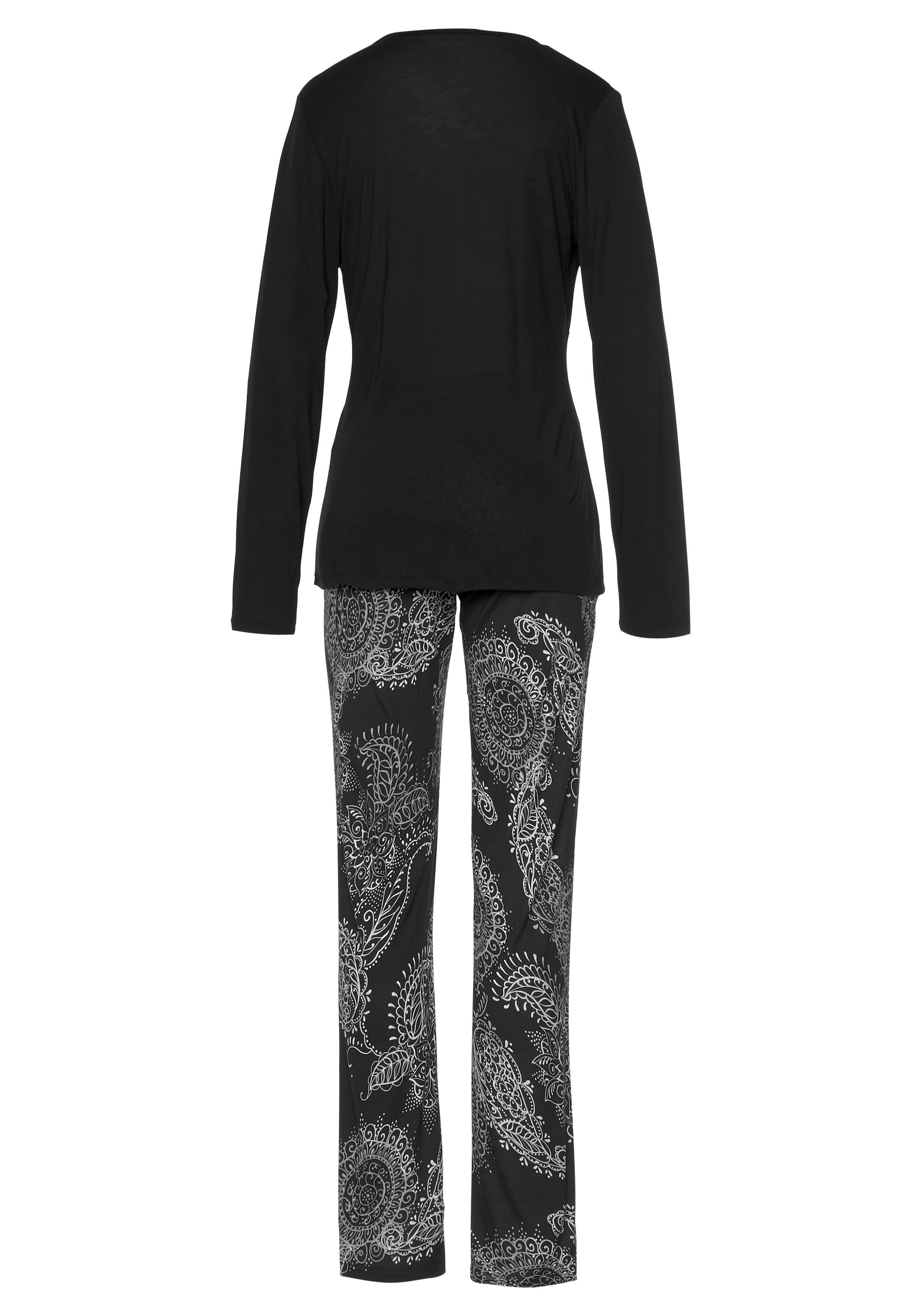 Vivance Dreams Pyjama, (2 tlg.), im schwarz-weissen Paisley-Dessin