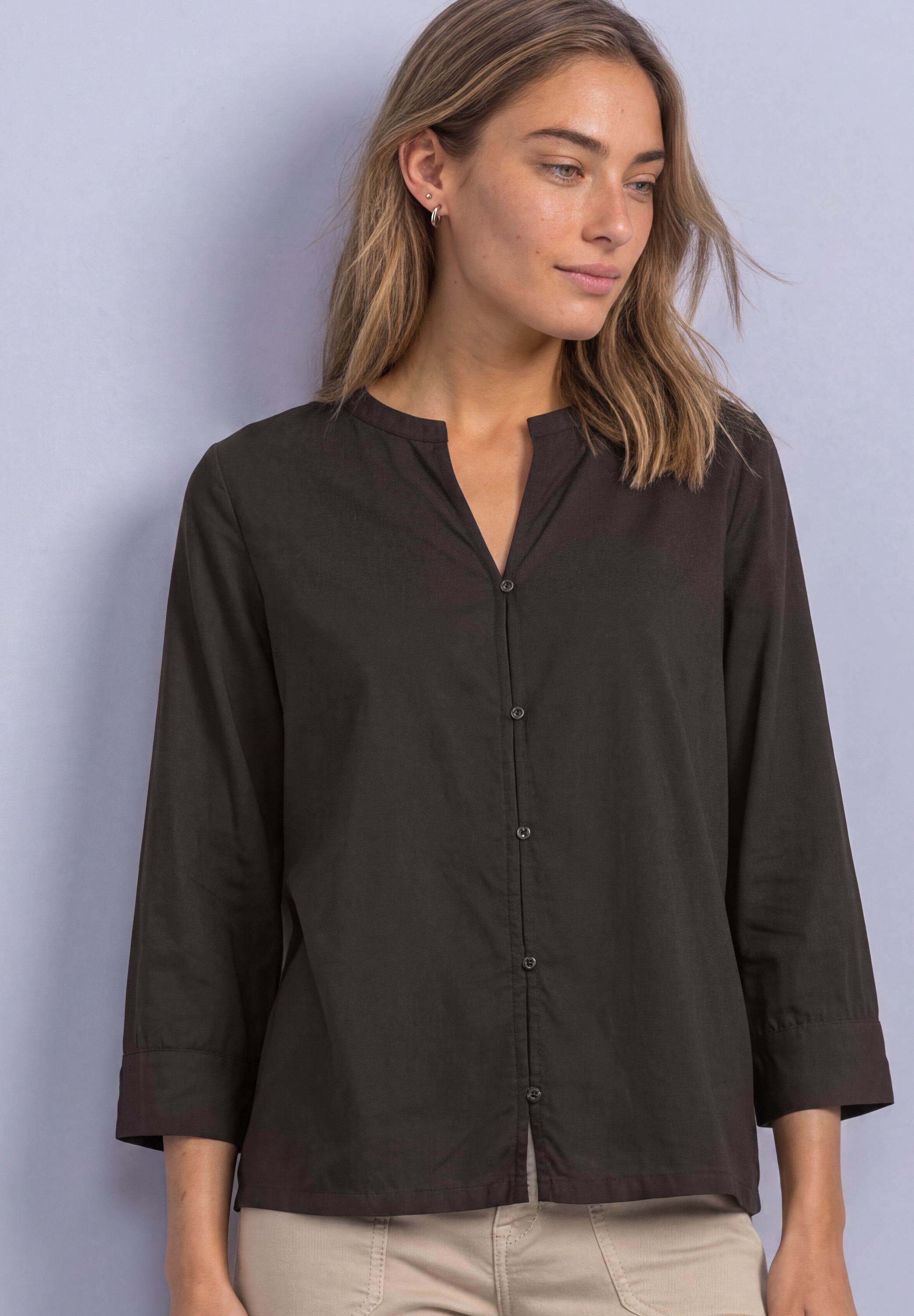 Image of STREET ONE Schlupfbluse 3/4-Arm Sommerbluse mit Split Neck