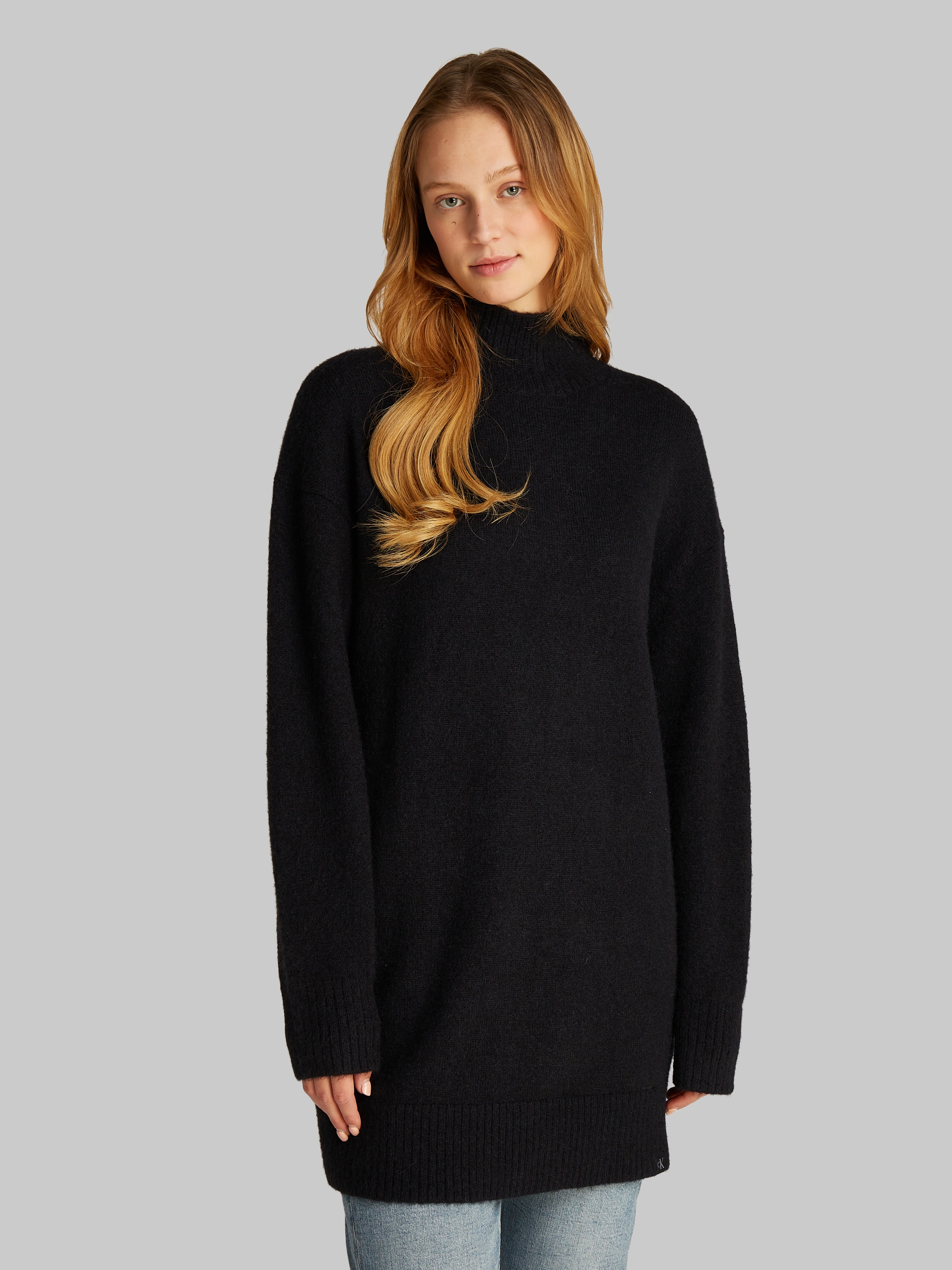 Image of Calvin Klein Jeans Strickkleid "FLUFFY YARN LOOSE SWEATER DRESS" mit Alpaka, Stehkragen