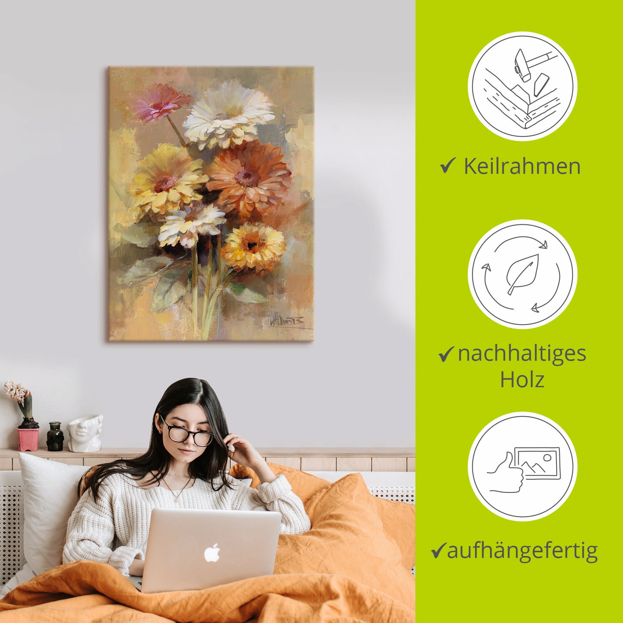 Artland Leinwandbild »Blumenstrauss I« Blumen 1 Stk. tlg. auf Holzrahmen gespannt