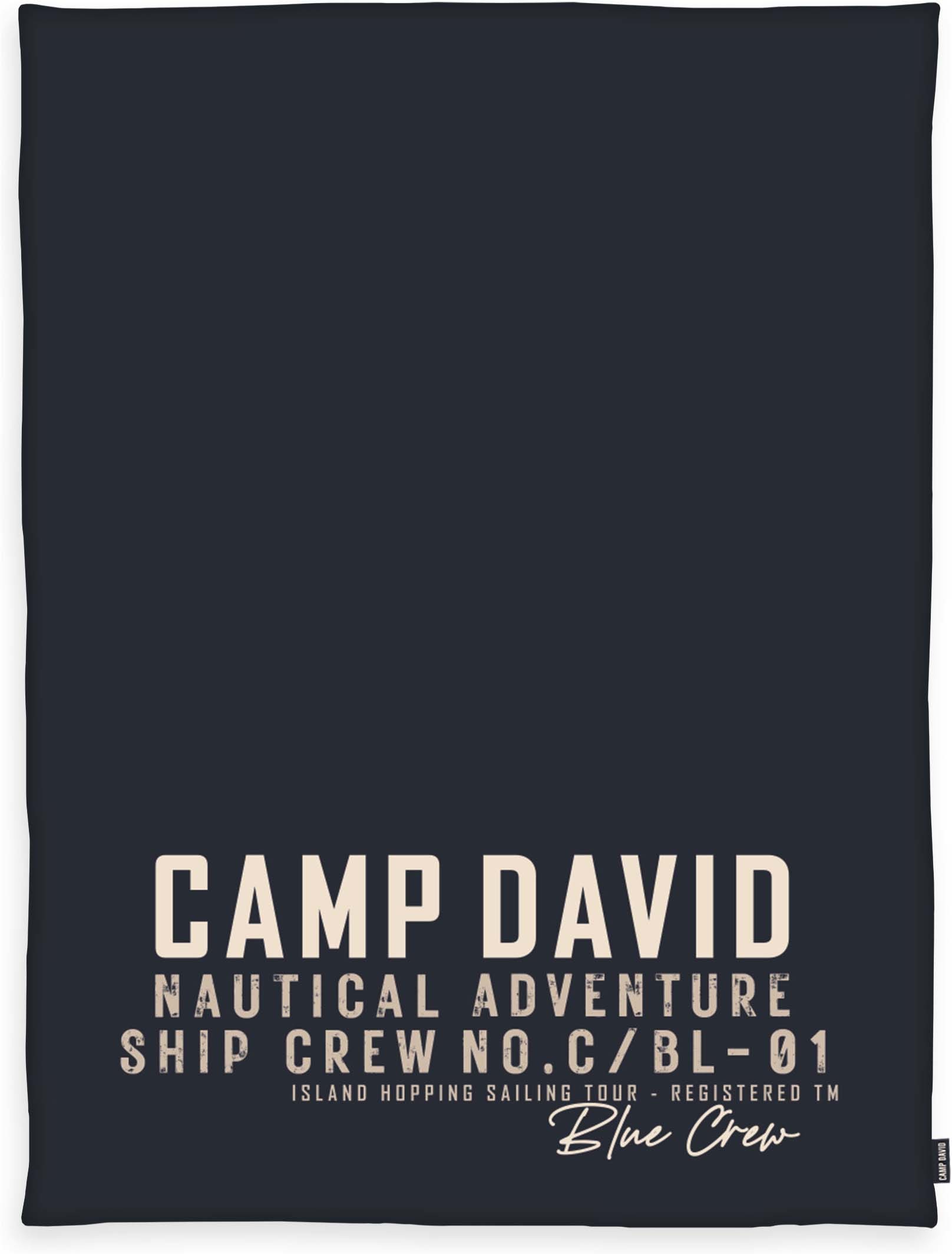 Image of CAMP DAVID Wohndecke "Blue Crew Navy" gewebtes Label