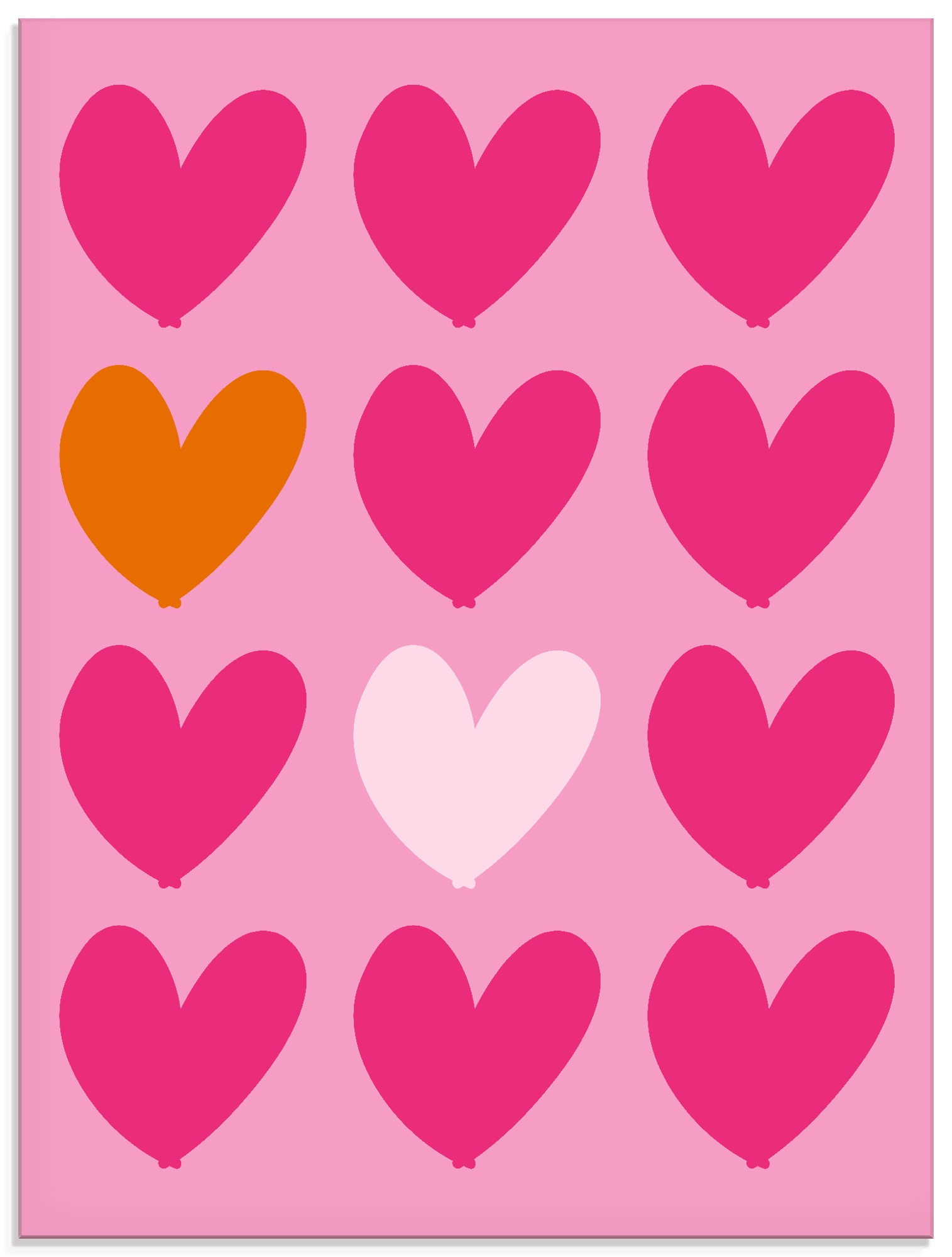 Image of Artland Glasbild "Herzen auf pink" Herzbilder 1 Stk. tlg. in verschiedenen Grössen