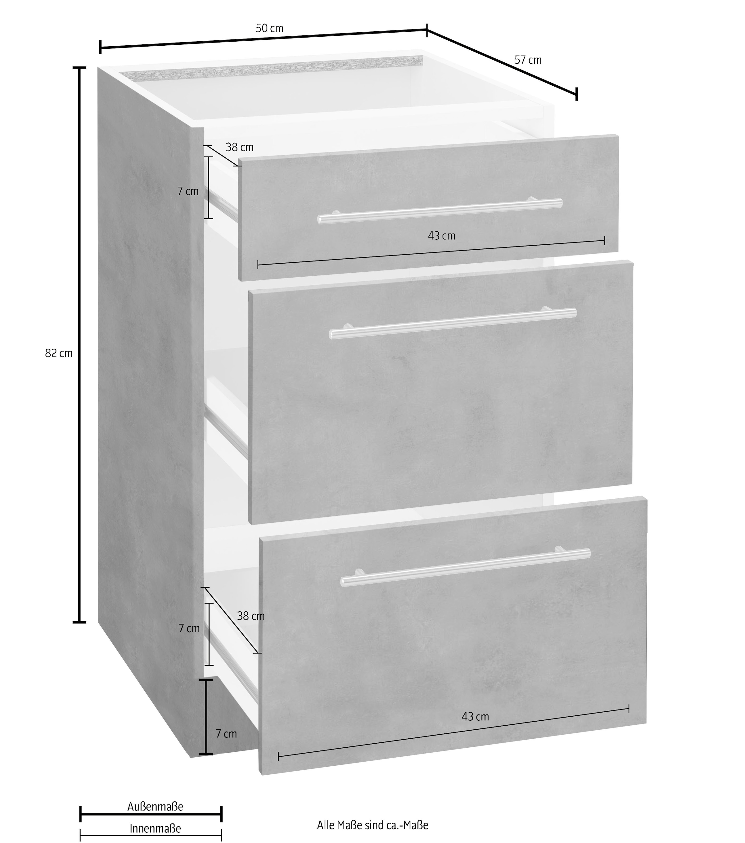 wiho Küchen Armoire basse »Flexi2« Breite 50 cm