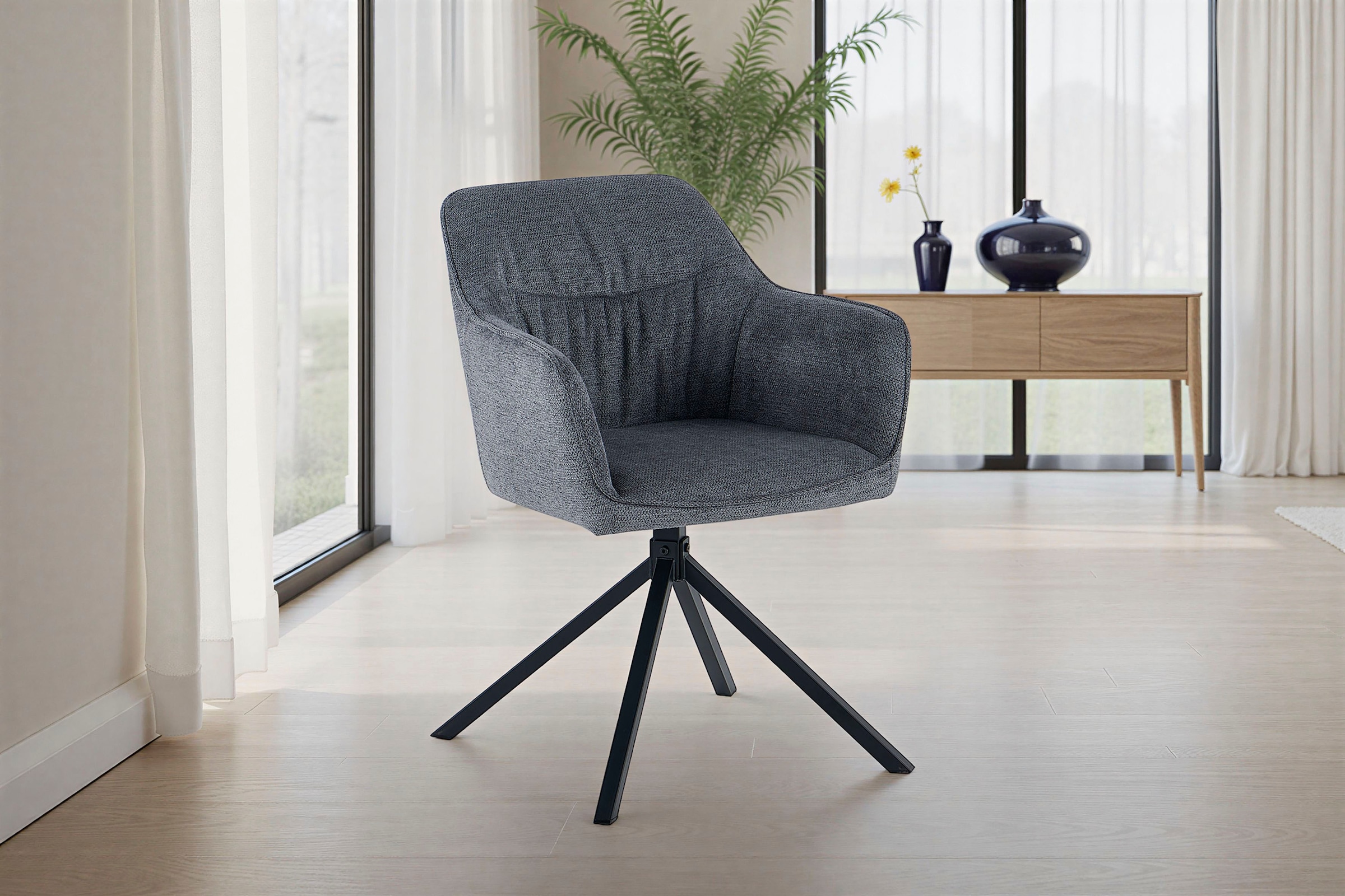 GOODproduct Esszimmerstuhl »Turin« (Set) 2 Stk.moderner Stuhl, 360 Grad drehbar, mit hochwertigem Strukturstoff