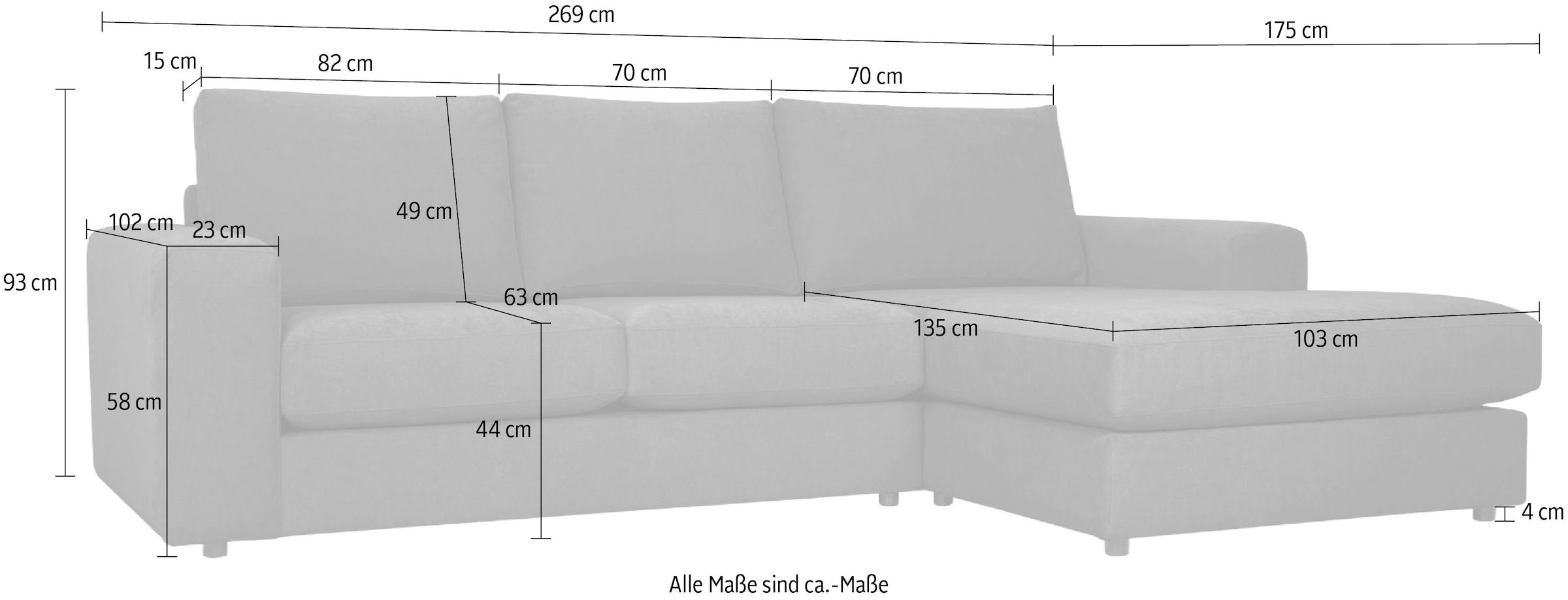 GOODproduct Canapé d'angle »Nivette, weiches Chenille« Breite 269 cm, L-Form, bodentief, mit Wellenunterfederung