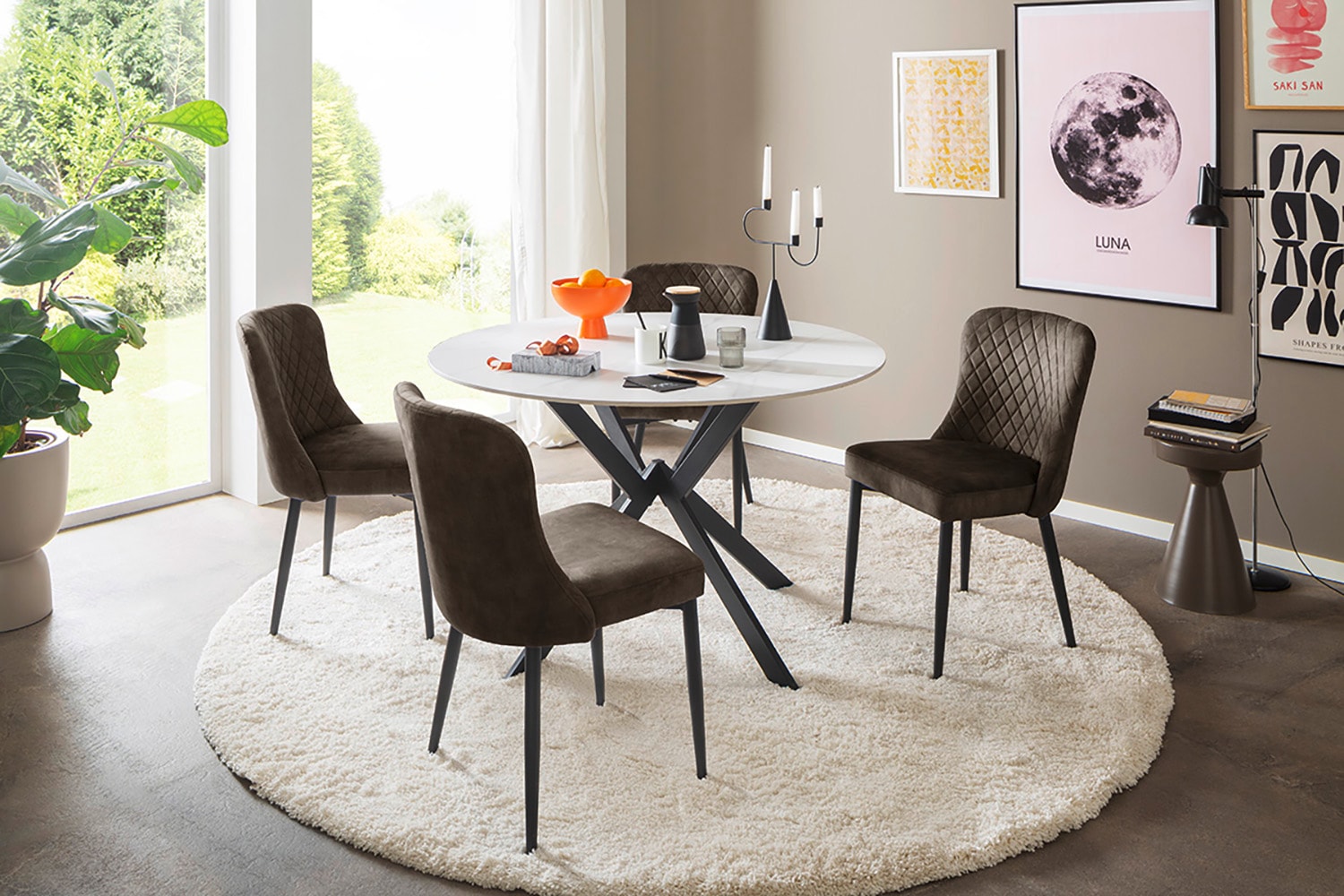 MCA furniture 4-Fussstuhl »ABOSHI Esszimmerstuhl (4er Set)«, (Set), 4 St., Veloursstoff, Taschenfederkern, Metall schwarz,Vintage-Veloursoptik,belastbar 120 kg
