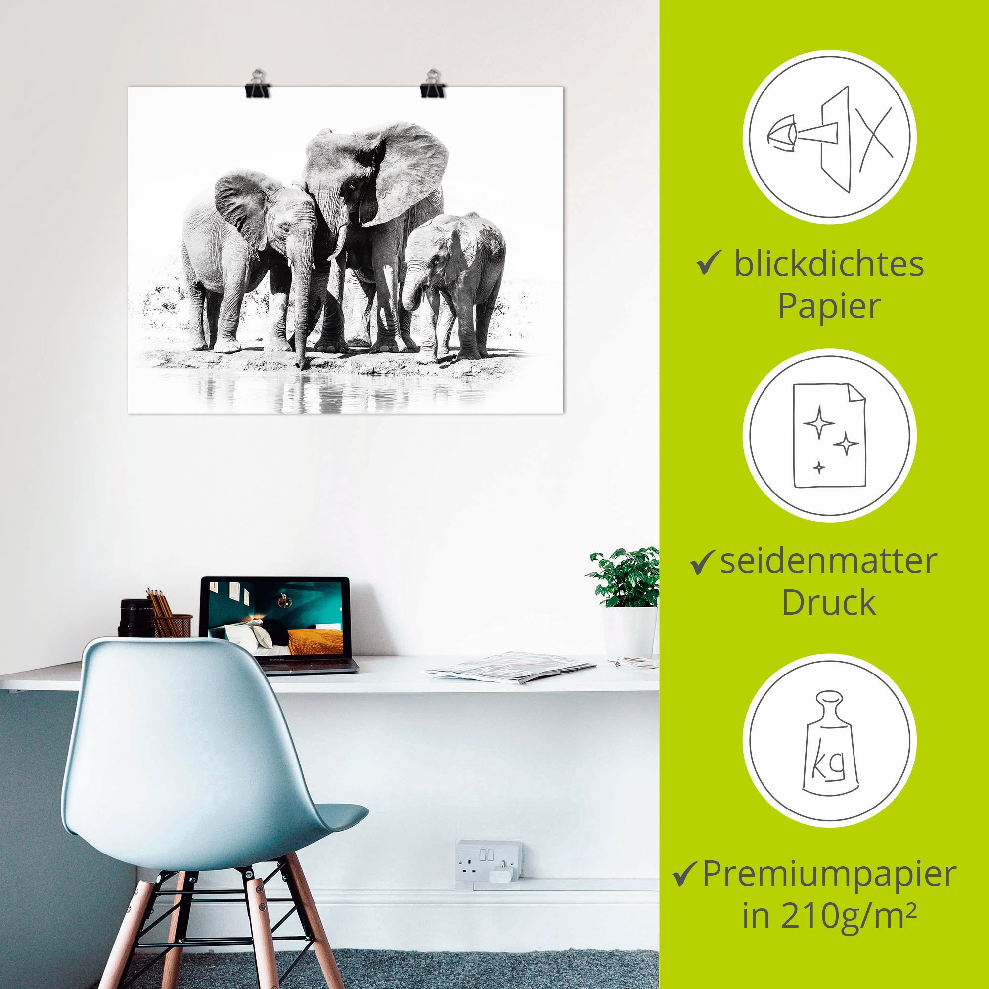 Artland Wandbild »Elefantenmutter mit Kindern«, Elefanten Bilder, (1 St.), als Alubild, Outdoorbild, Leinwandbild, Poster in verschied. Grössen