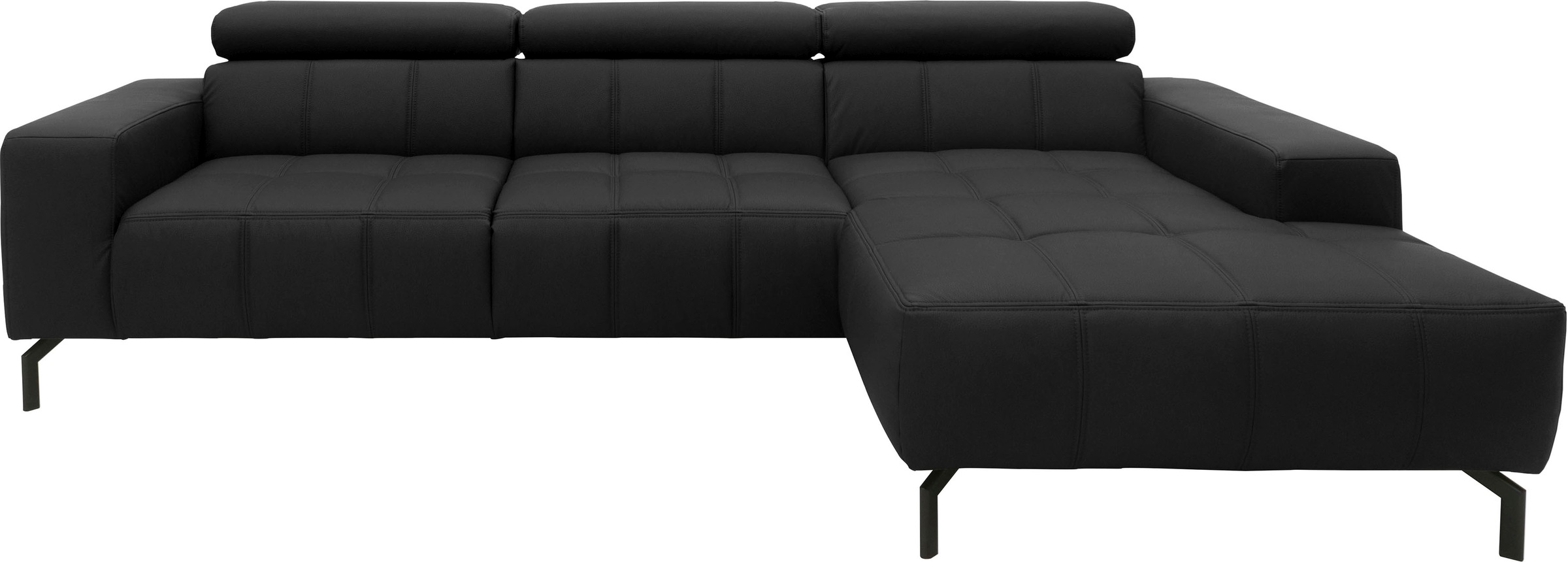 Image of DOMO collection Ecksofa "Cunelli tolle Sitznähte als Designelement, fester Sitzkomfort, L-Form" whlw. verstellbare Kopfteile, passend für gängige Saugroboter
