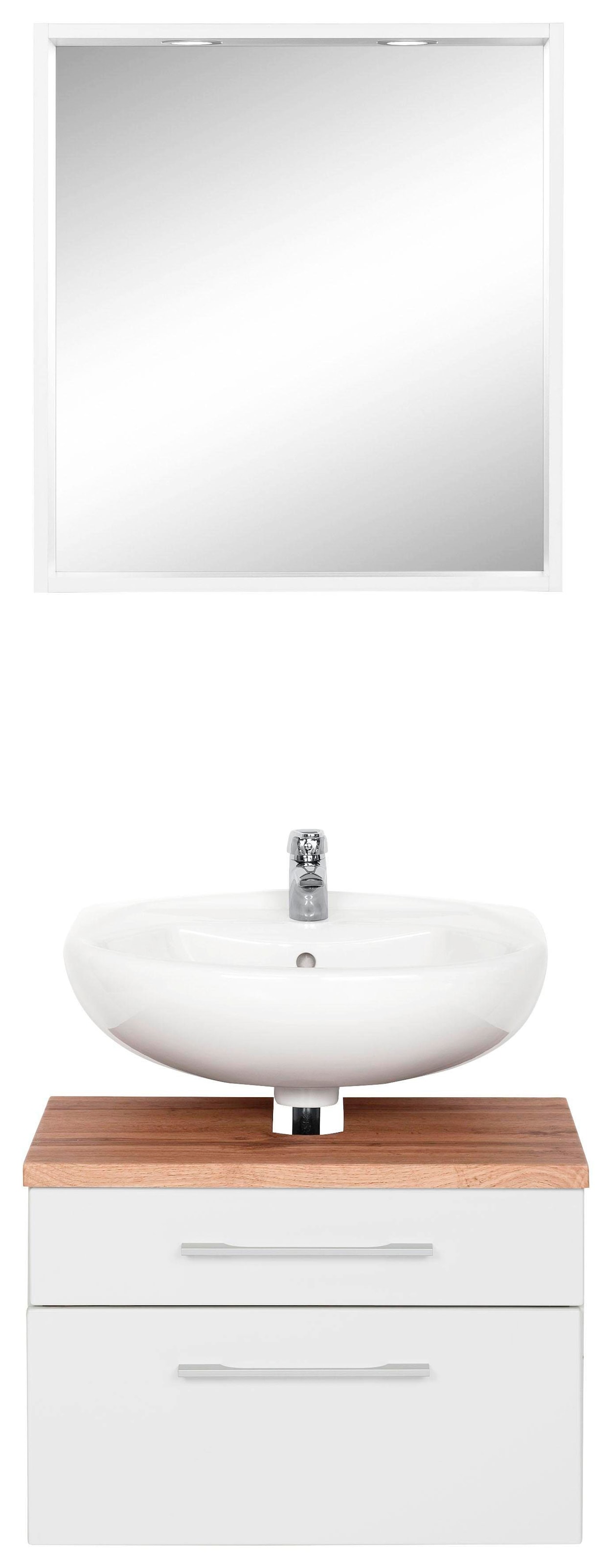 Badmöbel-Set »Davos«, (2 St.), Spiegel inklusive Beleuchtung und Waschbeckenunterschrank