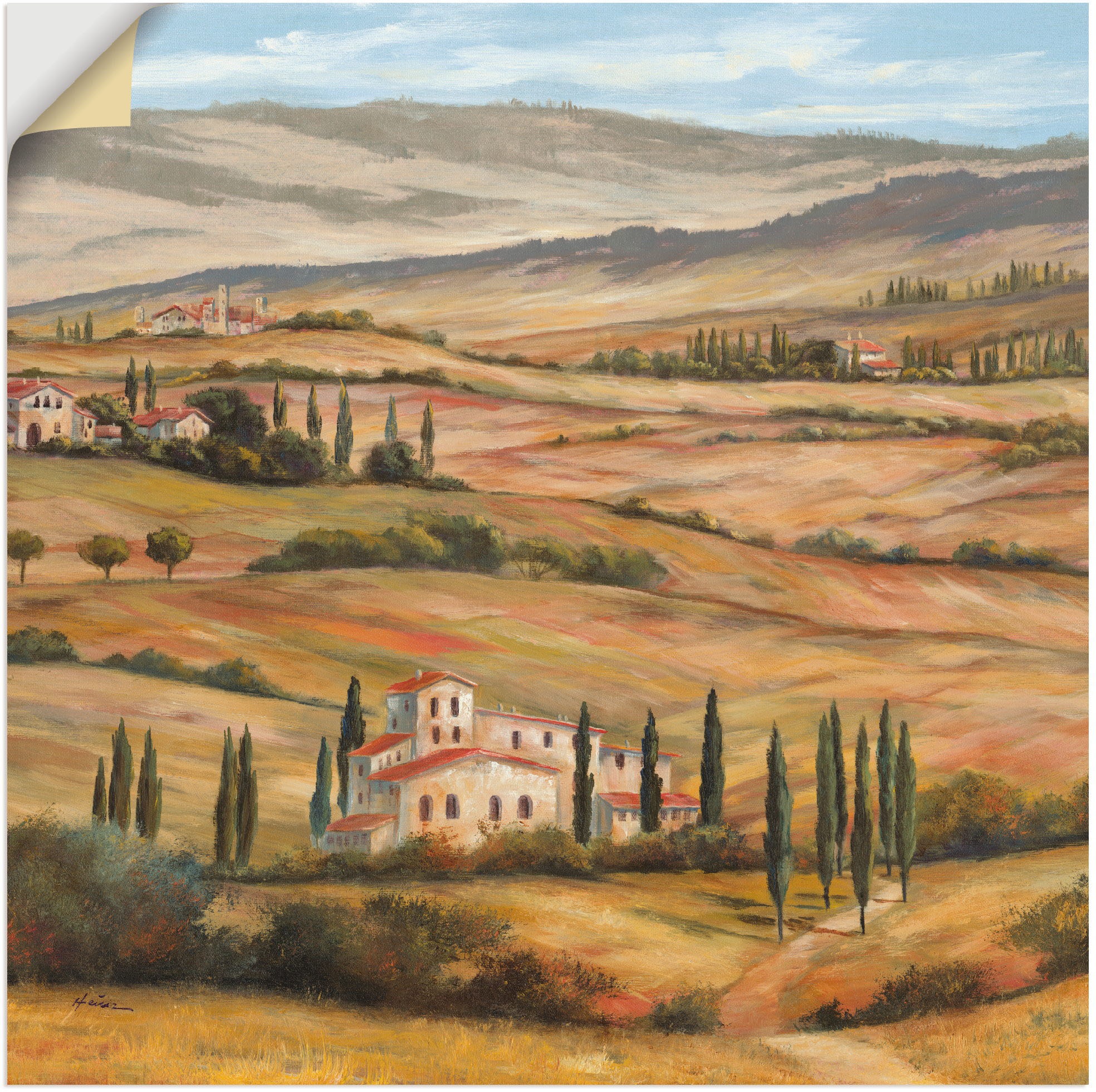 Image of Artland Wandbild »Toskanisches Tal«, Bilder von Europa, (1 St.), in vielen Grössen & Produktarten - Alubild / Outdoorbild für den Aussenbereich, Leinwandbild, Poster, Wandaufkleber / Wandtattoo auch für Badezimmer geeignet bei Ackermann Versand Schweiz