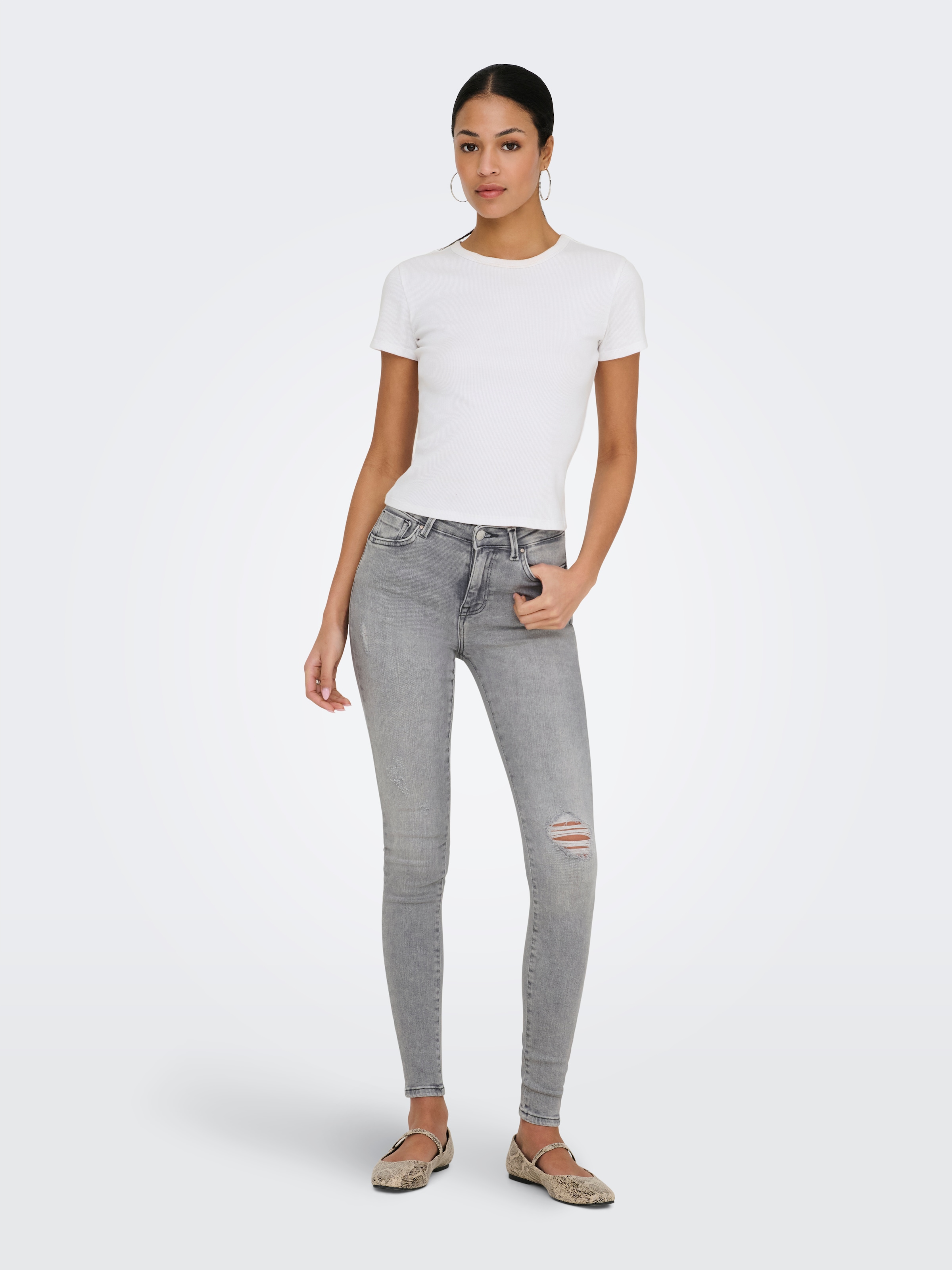 ONLY Jeans skinny »ONLPOWER LIFE MID PUSH« Mélange coton, coupe skinny, taille normale