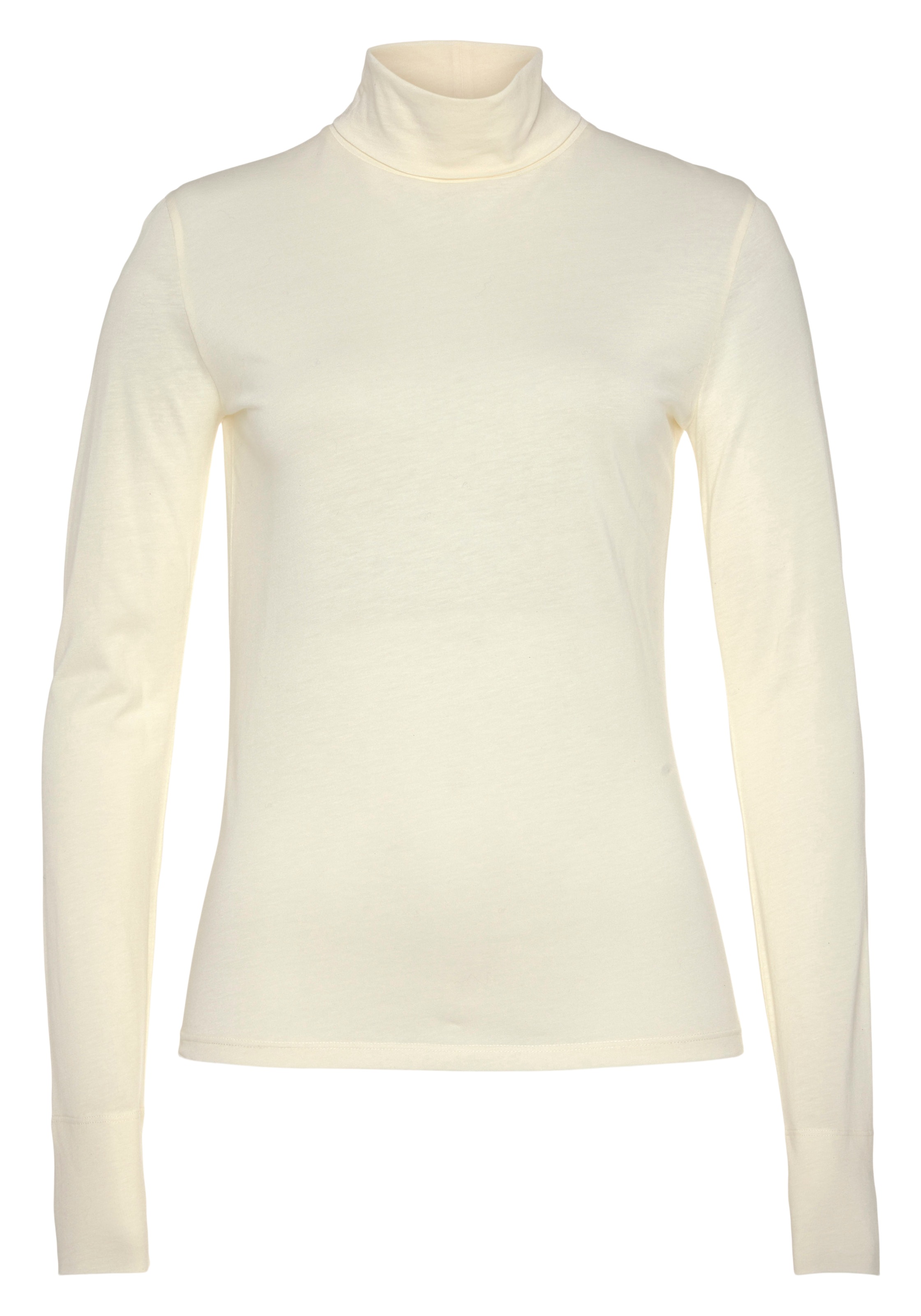 BOSS ORANGE Langarmshirt »Emerie Premium Damenmode«, Premium Basic, hochwertige atmungsaktive Qualität, Stehkragen, Rolli
