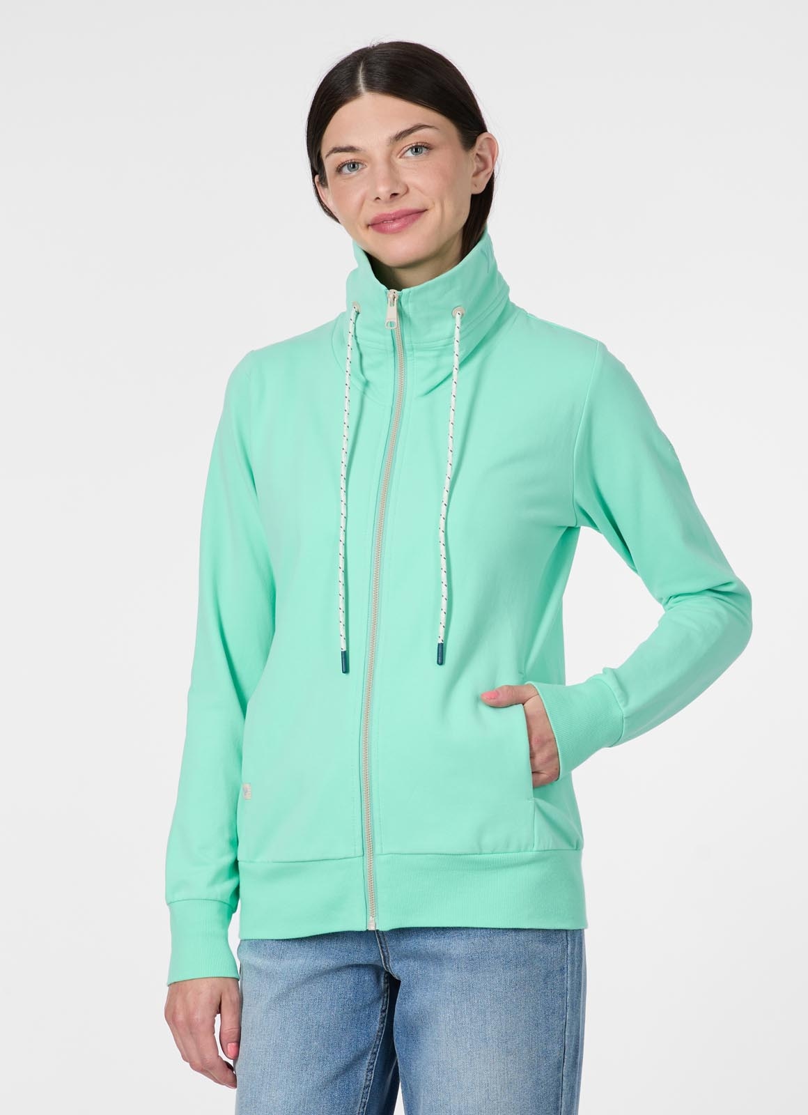 Image of Ragwear Sweatjacke "RONETTE B" Dünne Baumwollmischung mit Marken-Stickerei am Kragen