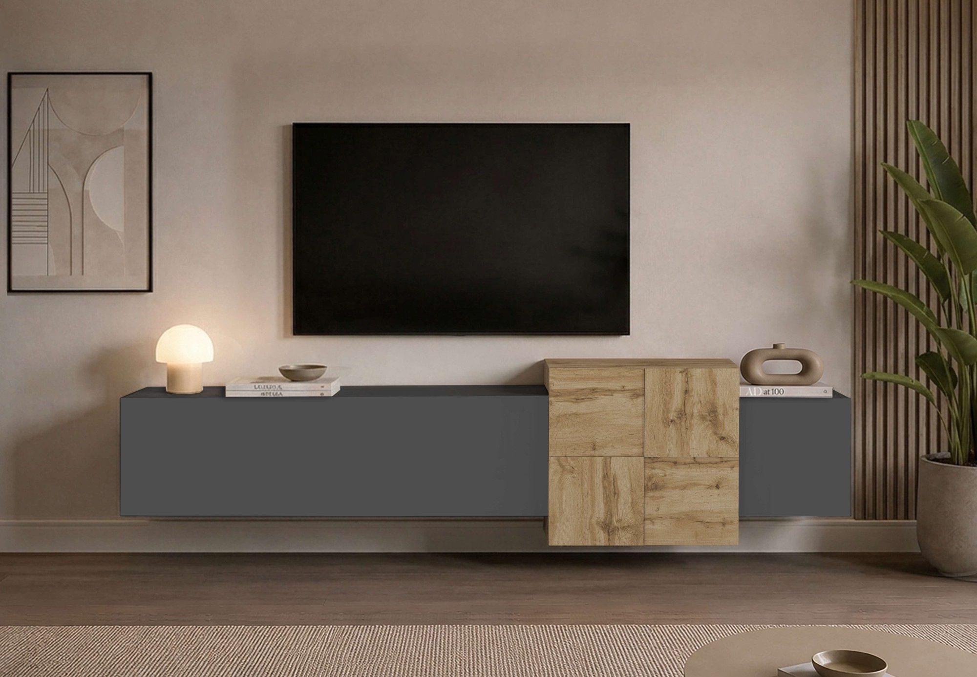 Image of GOODproduct Lowboard "Lowboard NEXOS,Lowboard,TV-Kommode,TV-Möbel,TV-Bank" 1 Stk. tlg. Mit 2 Drehtüren, 1 Klapptür, 4 geschl. Fächern, reversibel, B. 210 cm