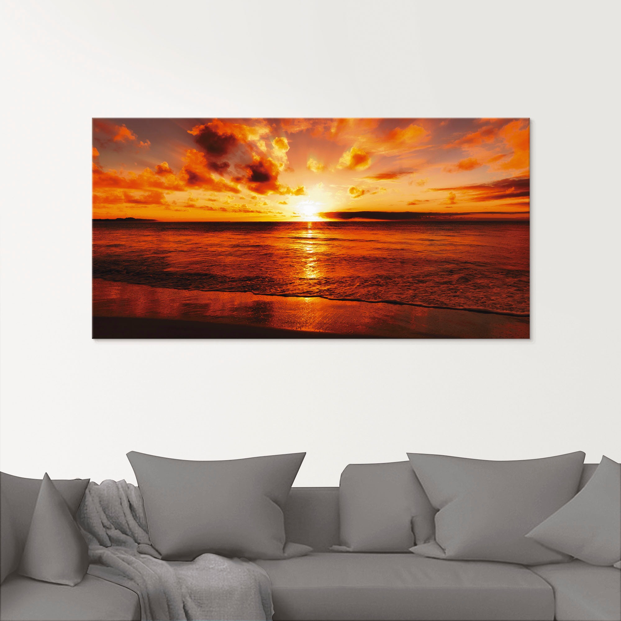 Image of Artland Glasbild "Schöner Sonnenuntergang Strand" Gewässer 1 Stk. tlg. in verschiedenen Grössen