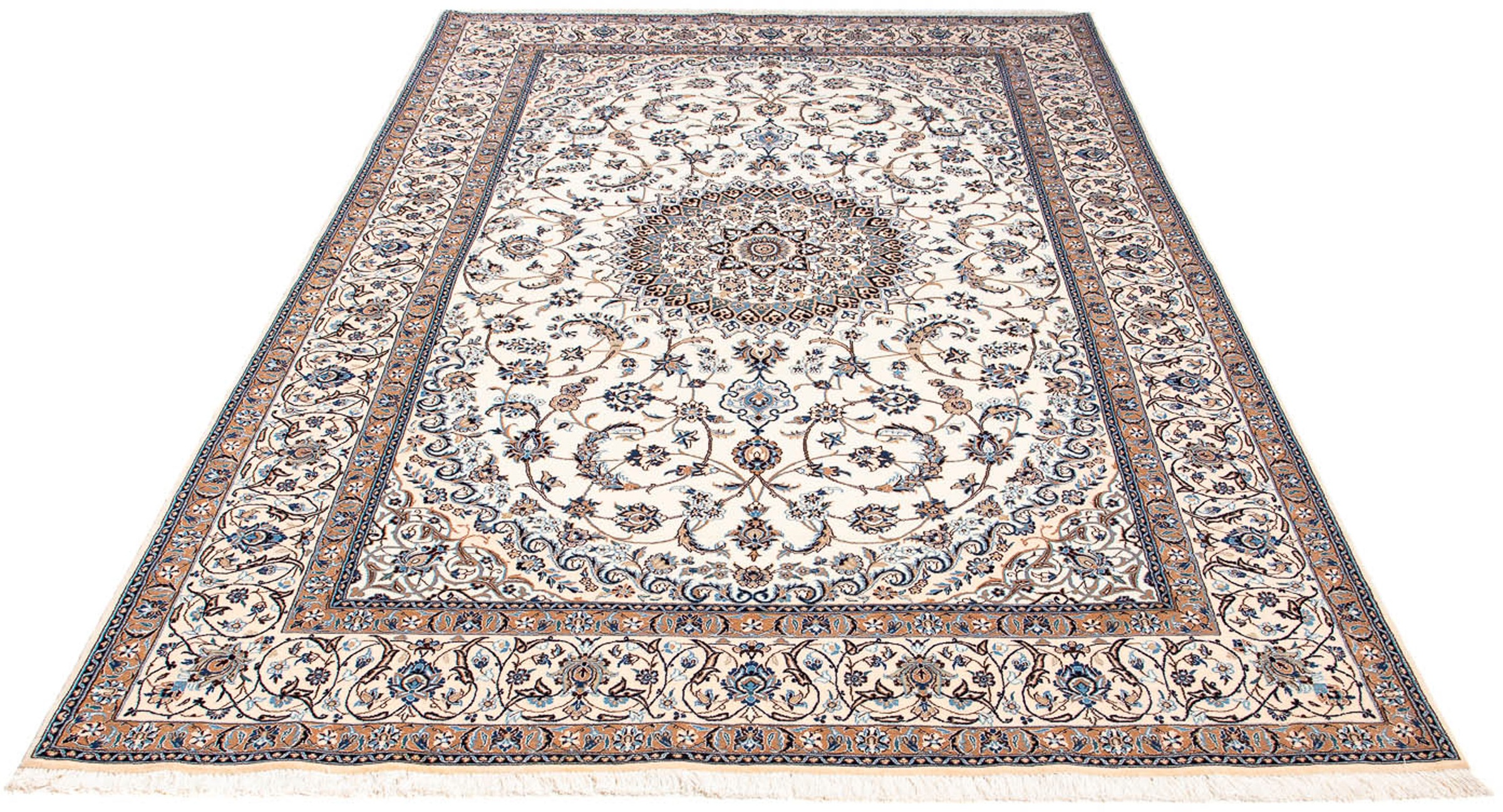Image of morgenland Orientteppich »Perser - Nain - Premium - 252 x 157 cm - beige«, rechteckig, 6 mm Höhe, Wohnzimmer, Handgeknüpft, Einzelstück mit Zertifikat bei Ackermann Versand Schweiz