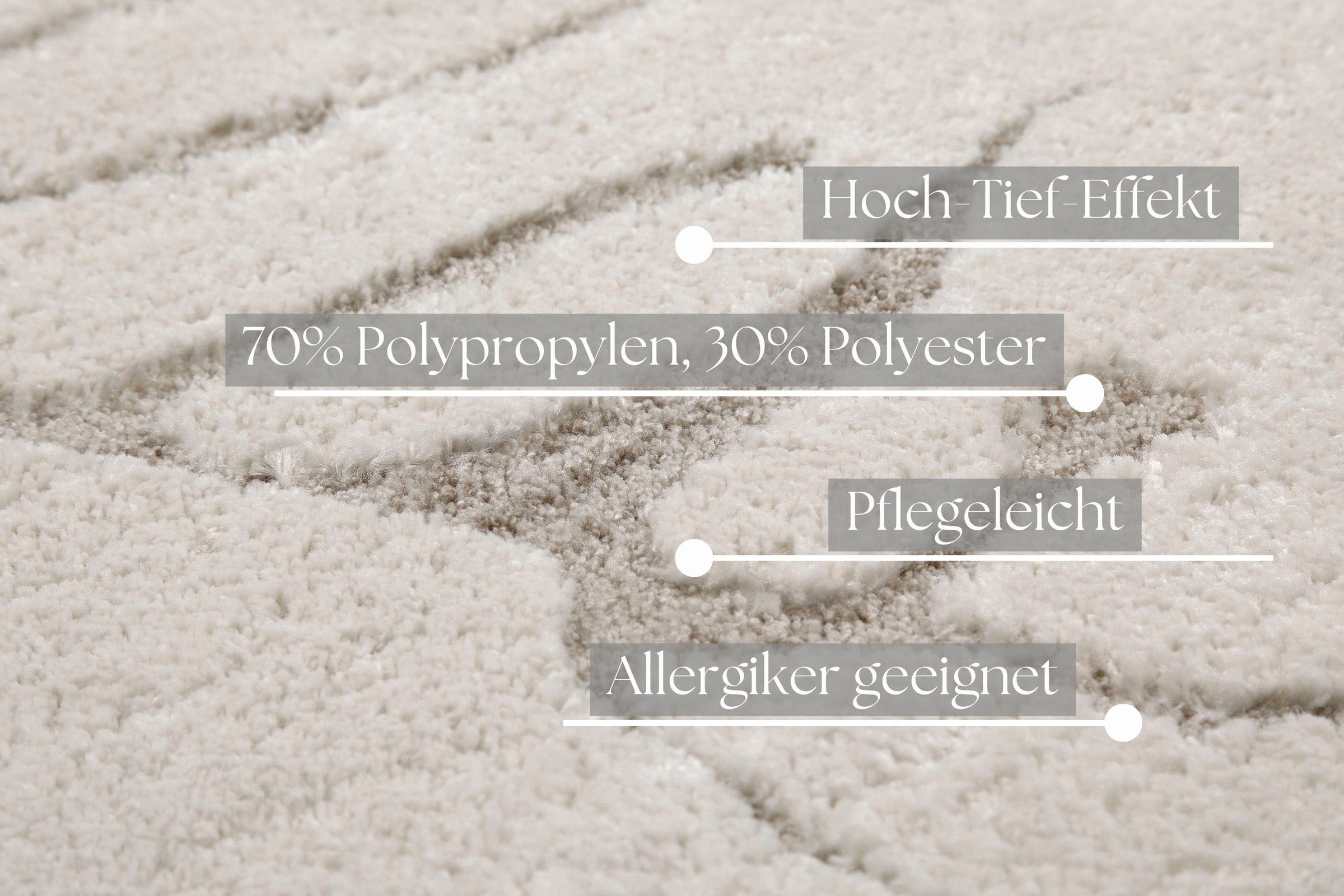 GOODproduct Tapis »Serin« Rectangulaire 18 mm Höhe Kurzflor, Hoch Tief, modernes Design, weiche Oberfläche, Wohnzimmer