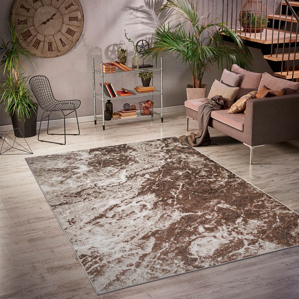 my home Teppich »Saniel«, rechteckig, 9 mm Höhe, mit besonders weichem Flor, Kurzflor, Marmor-Optik, Wohnzimmer