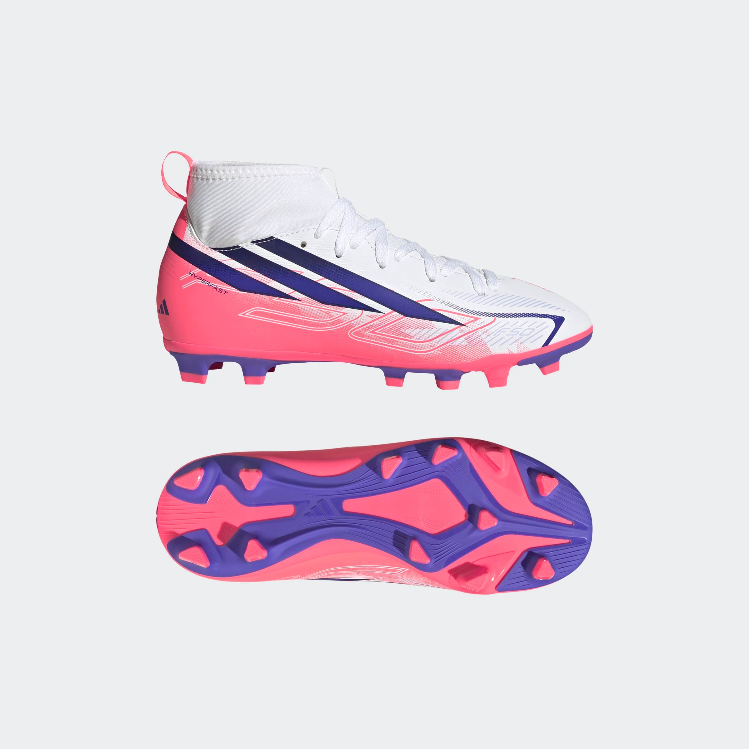 adidas Performance Chaussure de football »F50 HYPERFAST CLUB KIDS , FESTE BÖDEN/GEMISCHTE BÖDEN, HALBHOCH GESCHN«  adapté à de nombreux types de sols, pour adolescents et enfants