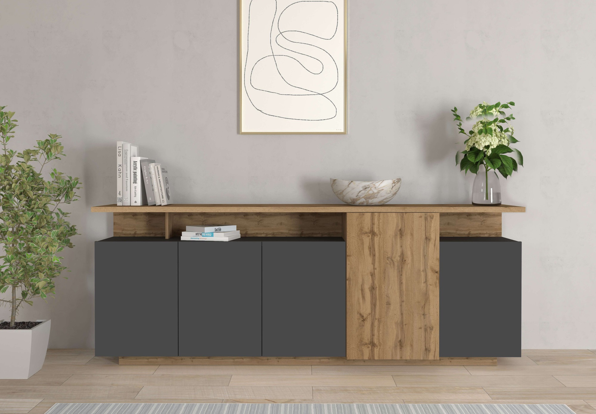 Image of GOODproduct Sideboard "Sideboard ETHOS, Kommode, Schrank, Kredenz" 1 Stk. tlg. Mit 5 Drehtüren, 8 Innenfächern und 2 Aussenfächern, B.210 cm