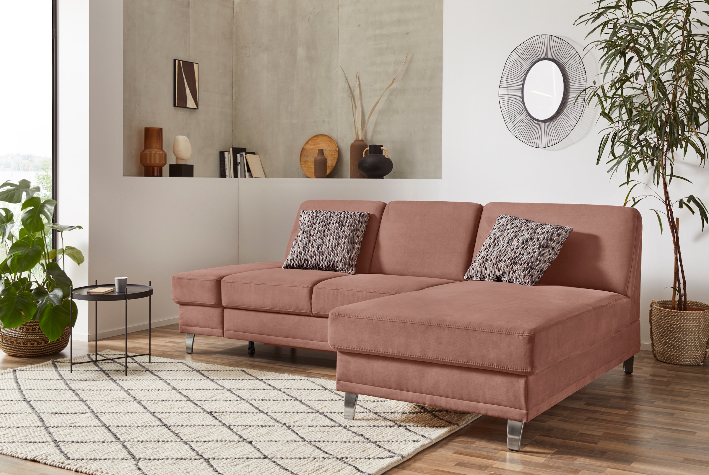 sit&more Ecksofa »Clio L-Form« wahlweise mit Bettfunktion oder Vorziehsitz und Bettkasten, Federkern