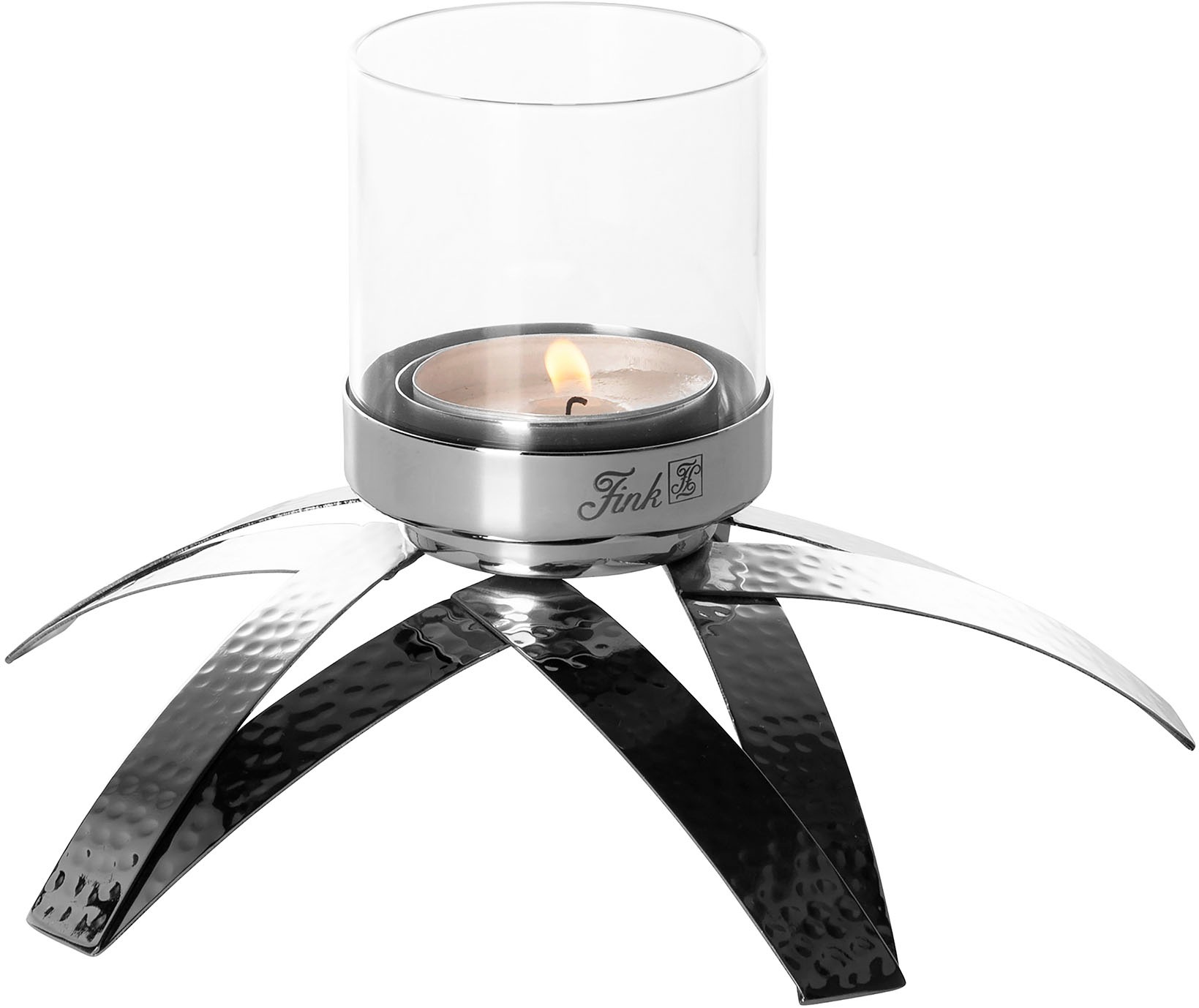 Image of Fink Kerzenhalter "CLAIRE, mit Glaszylinder" Teelichthalter aus Edelstahl, 1-flammig