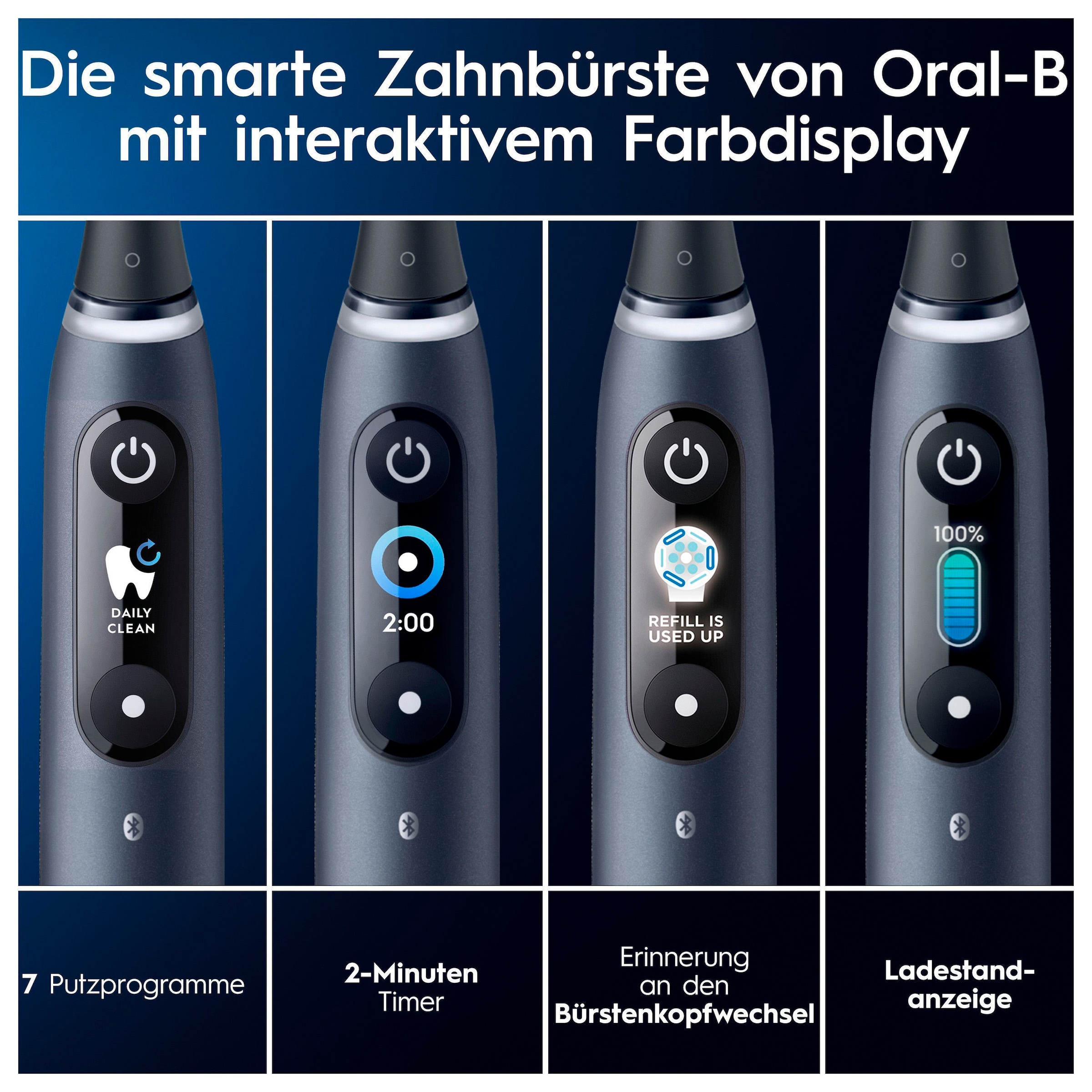 Oral-B Brosse à dents électrique »iO 9 Duopack« 3 cuis Aufsteckbürsten mit Magnet-Technologie, 7 Putzmodi, Farbdisplay & Lade-Reiseetui