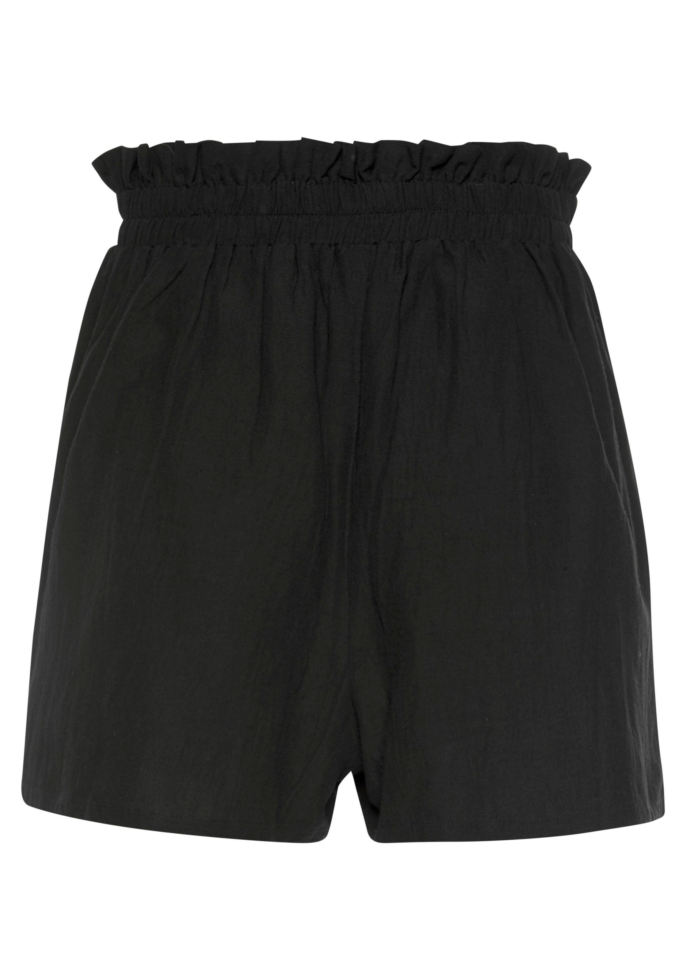 LASCANA Shorts, im Paperbag-Look mit breitem Bündchen und Taschen, kurze Hose