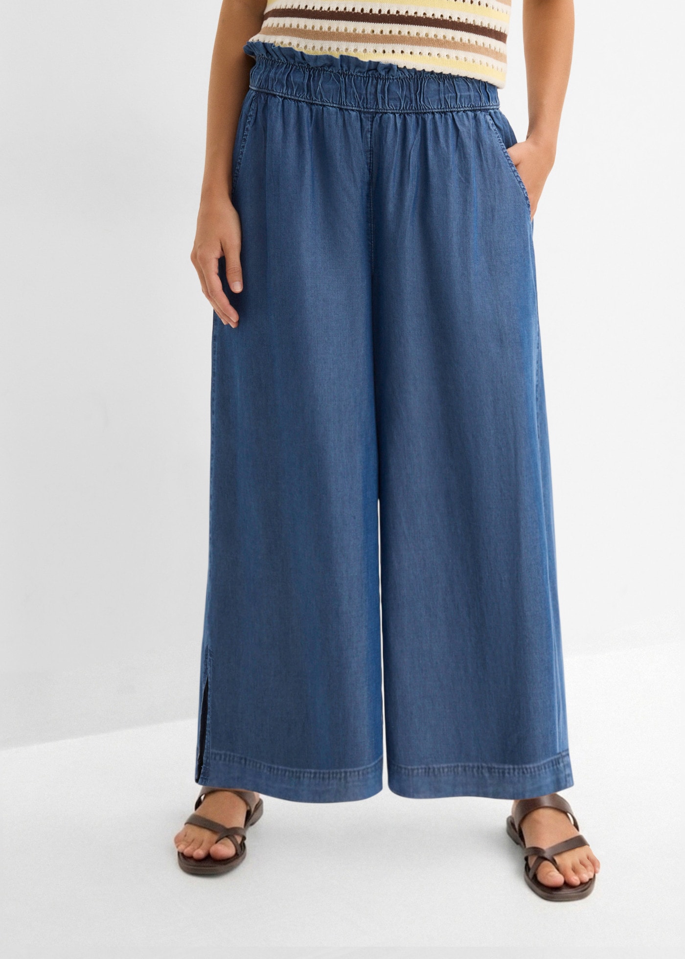Image of bonprix Palazzohose in Jeansoptik, aus Lyocell, mit Komfortbund, Loose Fit