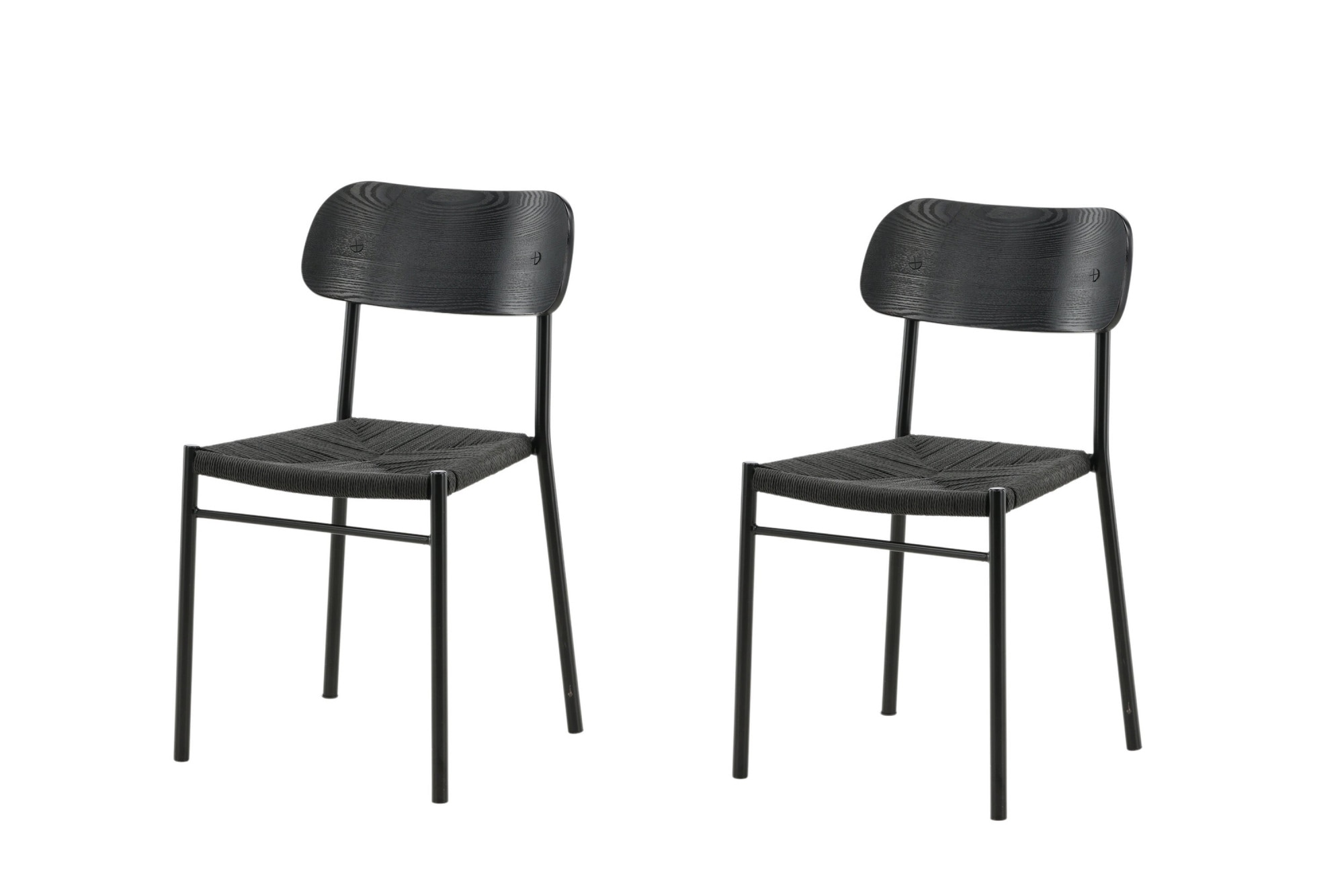 Image of Venture Home Esszimmerstuhl "Polly, 2er-Set Esszimmerstühle in Schwarz, schlankes Design, 120 kg" () Polsterstuhl, Stoffbezug, schwarze Stahlbeine, schlank, minimalistisch