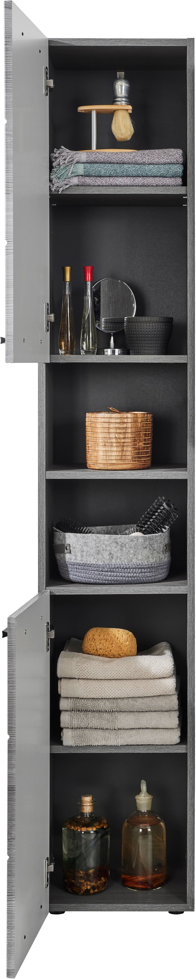 BASIC by Balculina Armoire haute »Silver,Badezimmerschrank BxHxT 34x190x30« 1 cuis tlg. largeur 34 cm, porte montable à gauche/droite, FSC-Mix 70%
