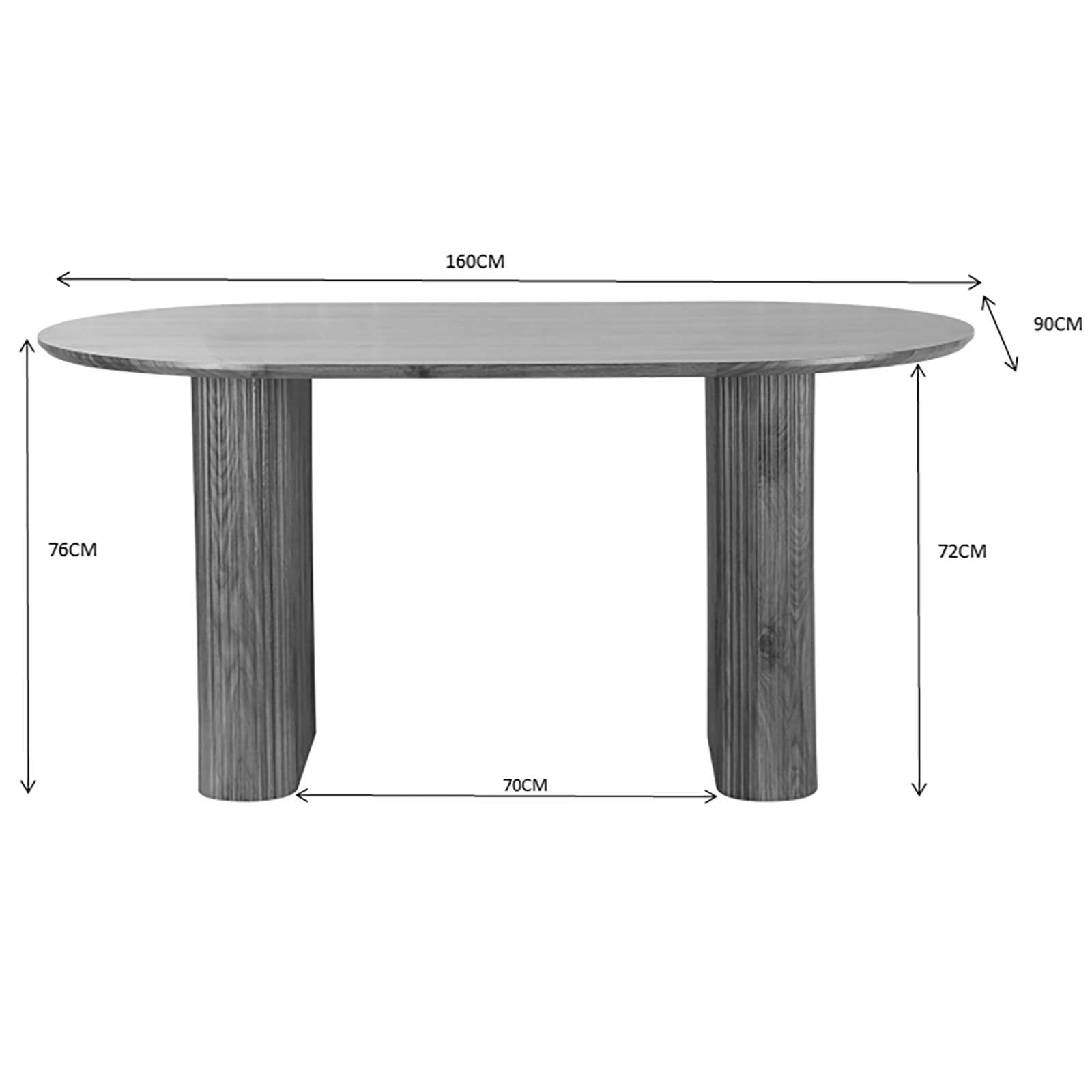 GOODproduct Esstisch »Bostonia« ovaler Esstisch, Beine mit Rillenstruktur, pflegeleicht, Höhe 76 cm