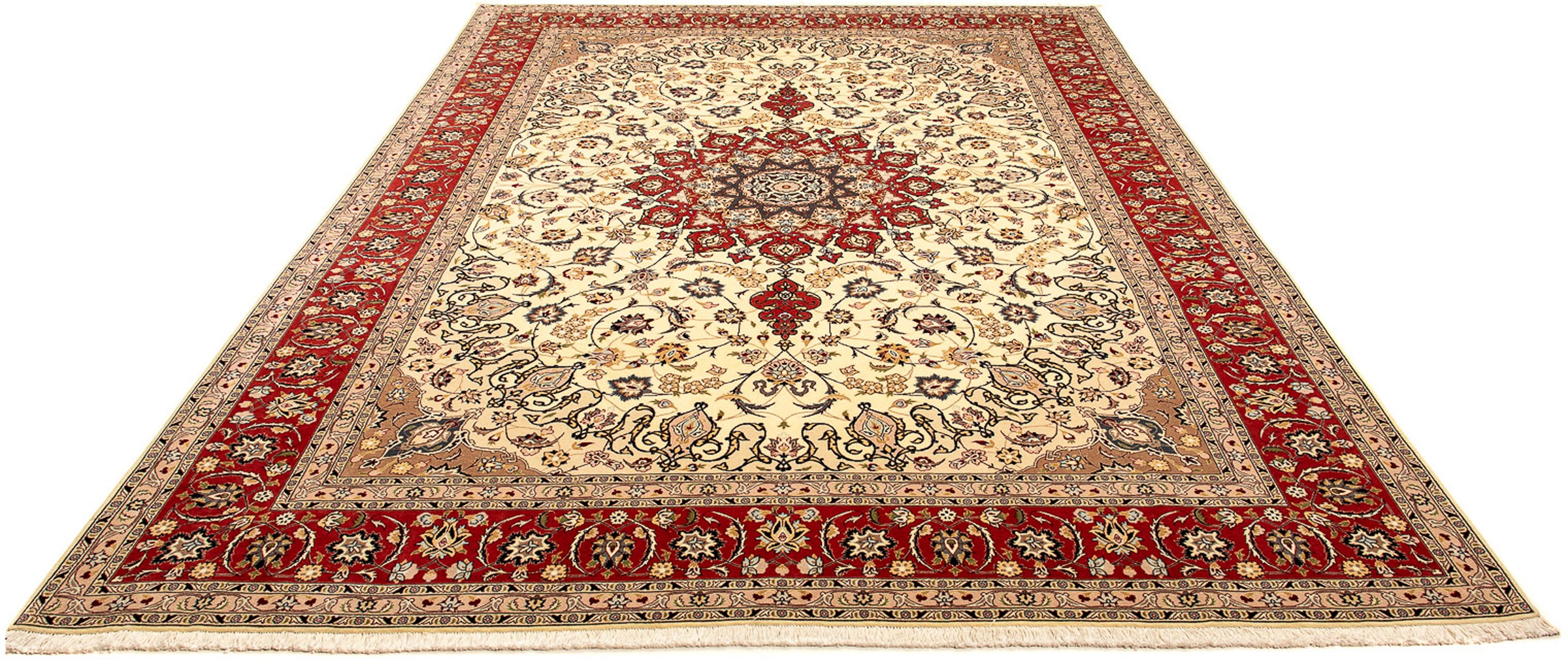 Image of morgenland Orientteppich »Perser - Täbriz - Royal - 355 x 253 cm - beige«, rechteckig, 7 mm Höhe, Wohnzimmer, Handgeknüpft, Einzelstück mit Zertifikat bei Ackermann Versand Schweiz