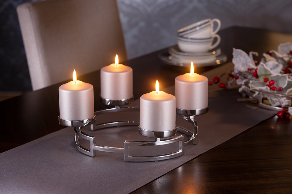 Fink Chandelier »HOMMAGE, Weihnachtsdeko« en acier inoxydable, 4 flammes, chandelier de l'Avent