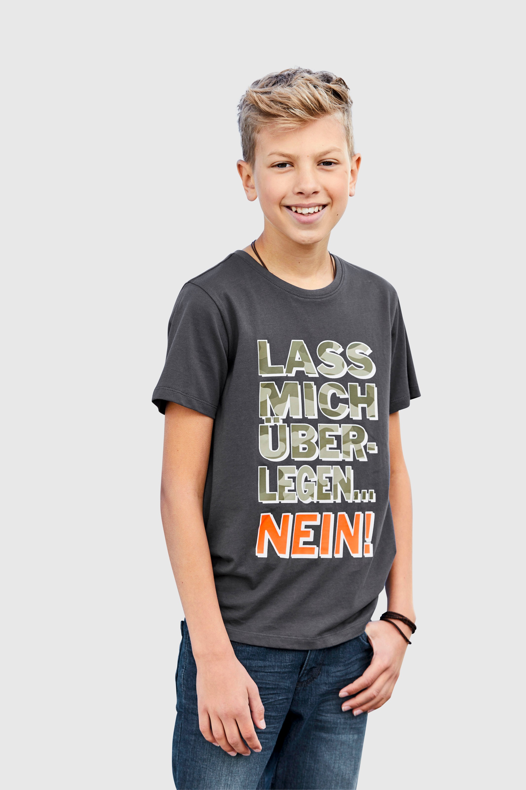 Image of KIDSWORLD T-Shirt »LASS MICH ÜBERLEGEN... NEIN« bei Ackermann Versand Schweiz