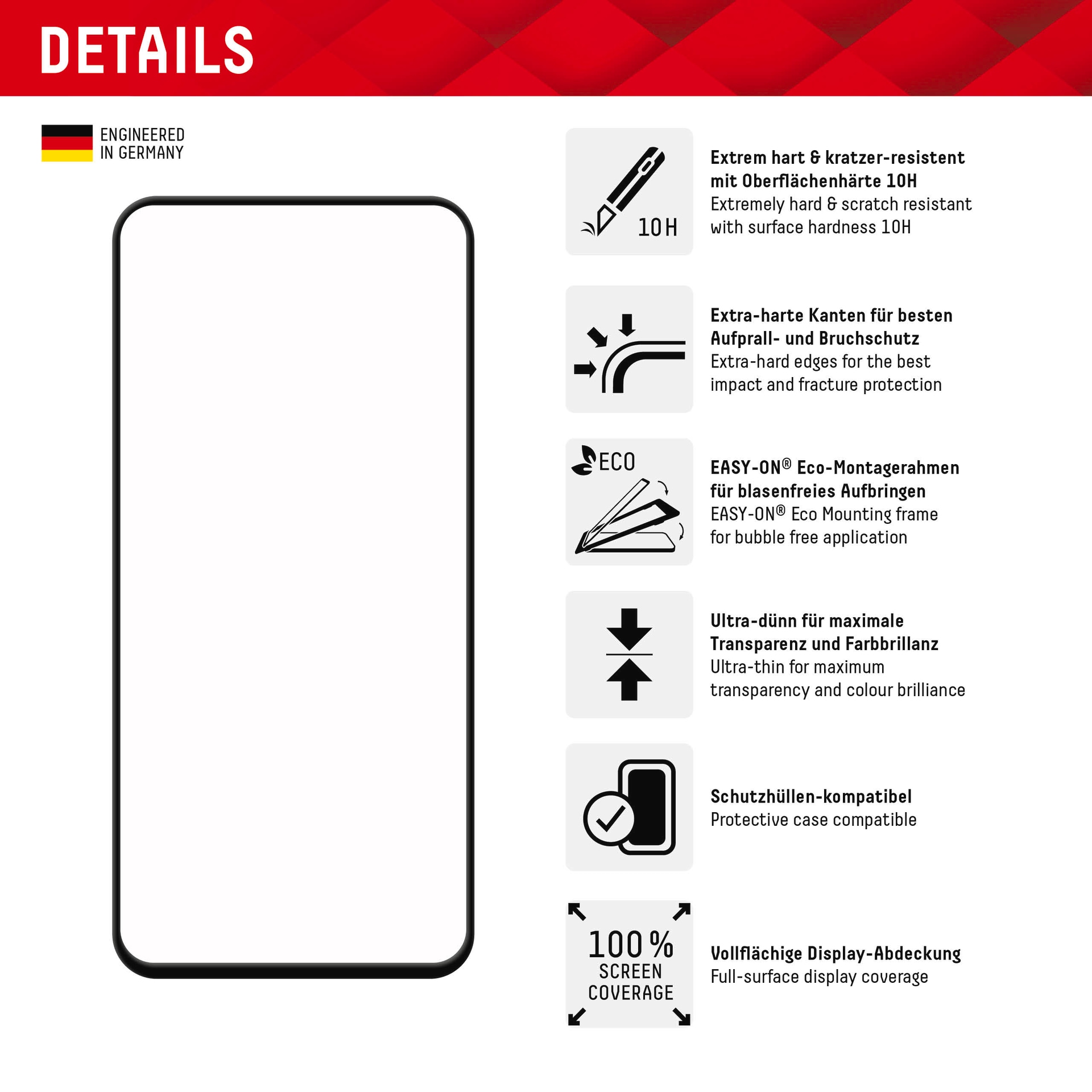 Displex Displayschutzglas »Real Glass« für Samsung Galaxy S23 FE Displayschutzfolie Displayschutz kratzer-resistent 10H splitterfest
