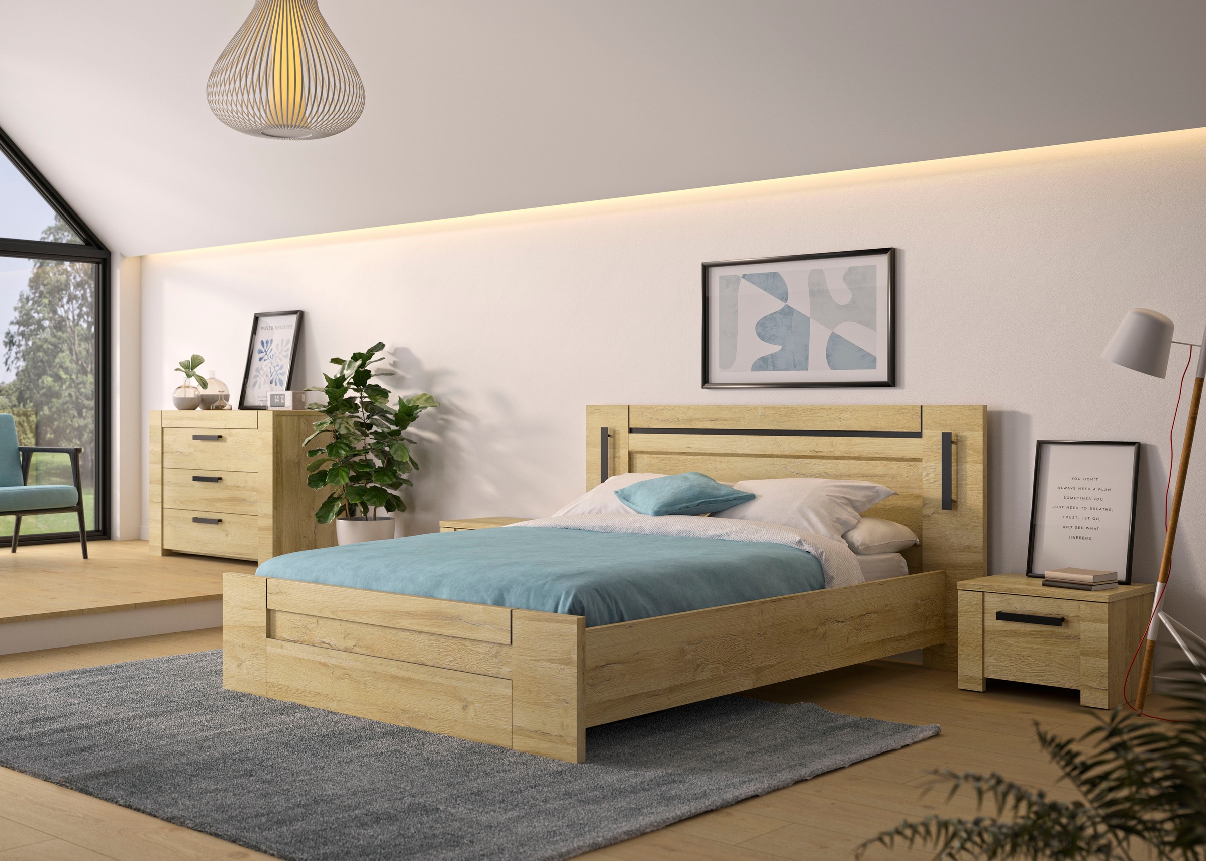 Image of Gami Einzelbett "Sofia" 1 Stk. tlg. Bett mit integrierte Leselampe
