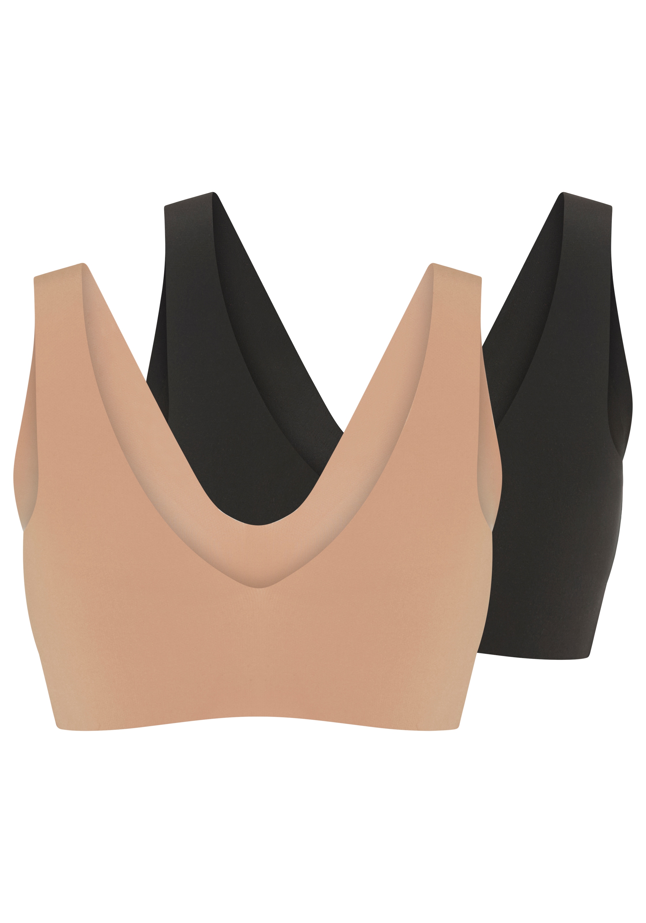 sloggi Brassière »ZERO Feel 2.0« 2er Pack,  nahtlos, herausnehmbare Pads, tiefes Dekolleté, Mikrofaser