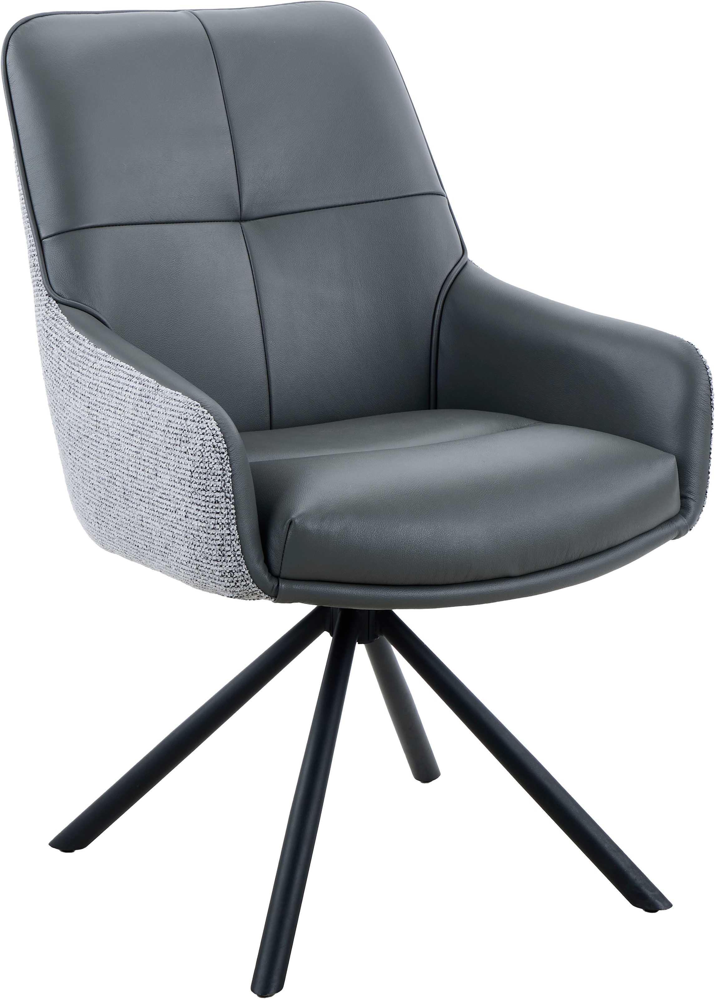 HELA Chaise avec accoudoirs »FARO« () 1 cuis360° drehbar, Materialkombi, Echtleder, Armlehnen
