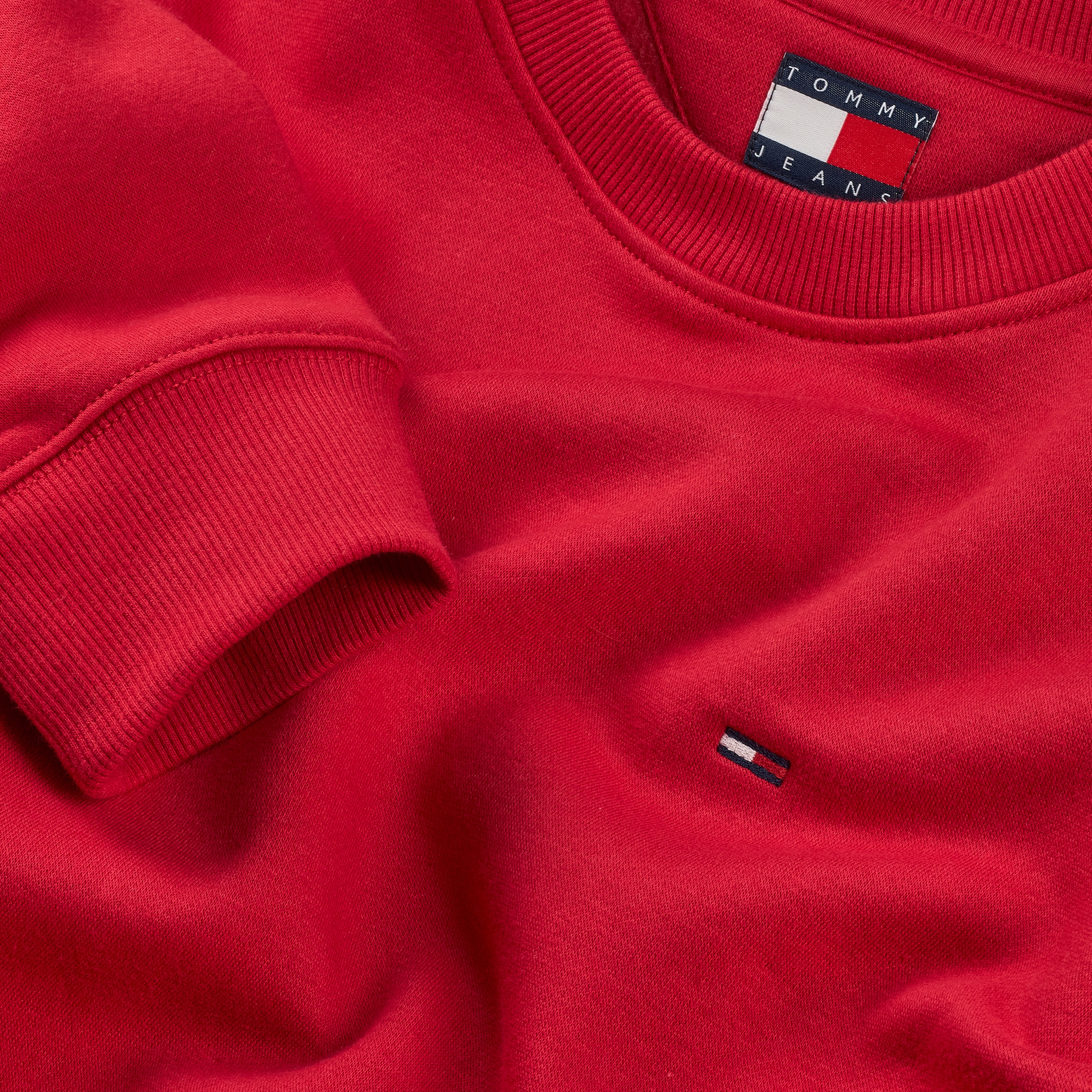 Tommy Jeans Sweatshirt »TJM REG S FLAG CREW«, Mit besticktem Markenlogo auf Brusthöhe