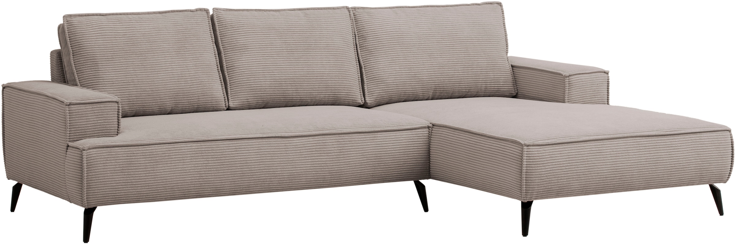 andas Ecksofa »TVINNU, L-Form in Cord, Sofa«, wahlweise Recamiere rechts/links, schwarze Füsse, bequemer Sitzkomfort