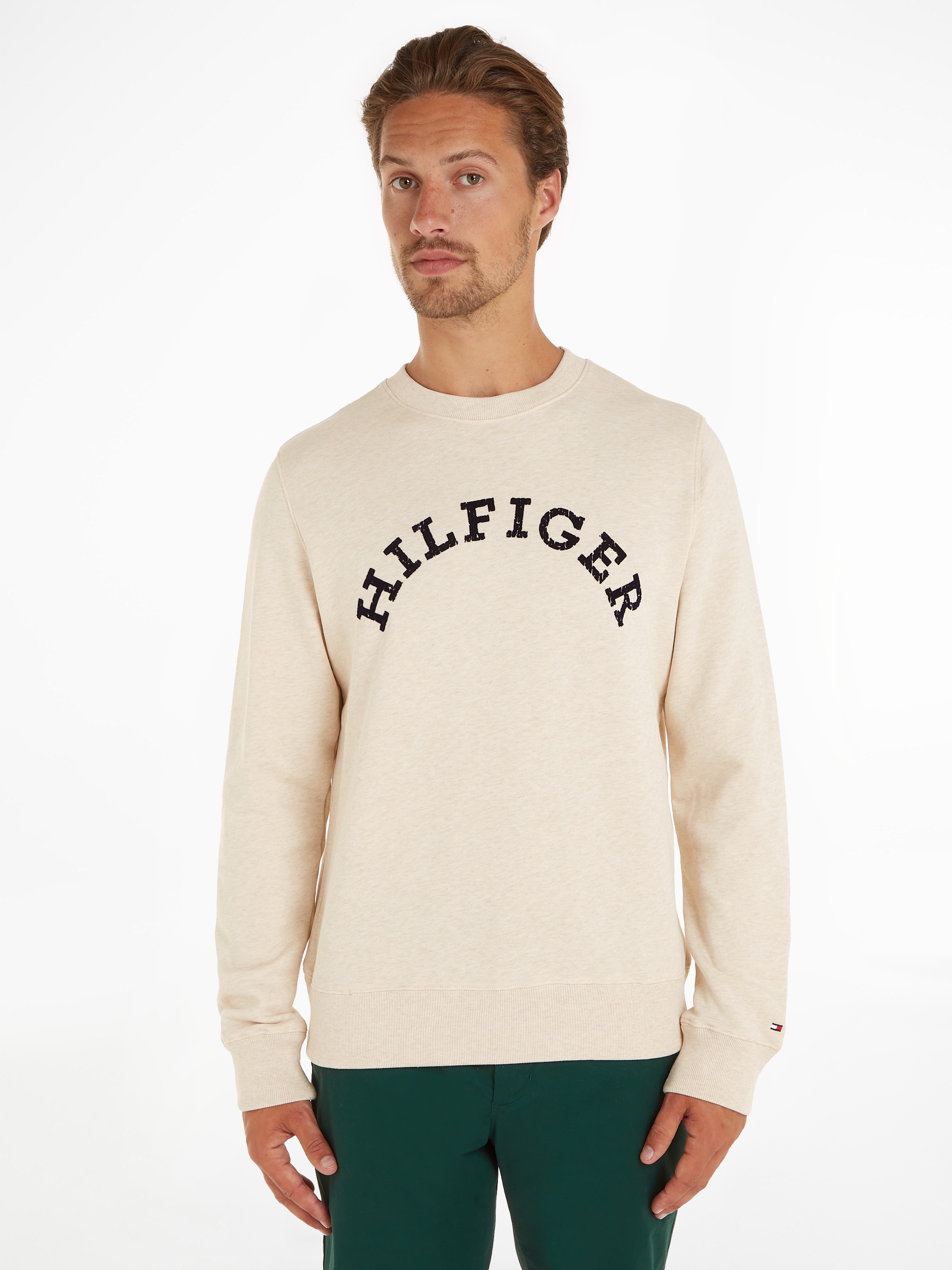 Sweatshirt »HILFIGER ARCHED HTR SWEATSHIRT«, mit gebrochenem Print