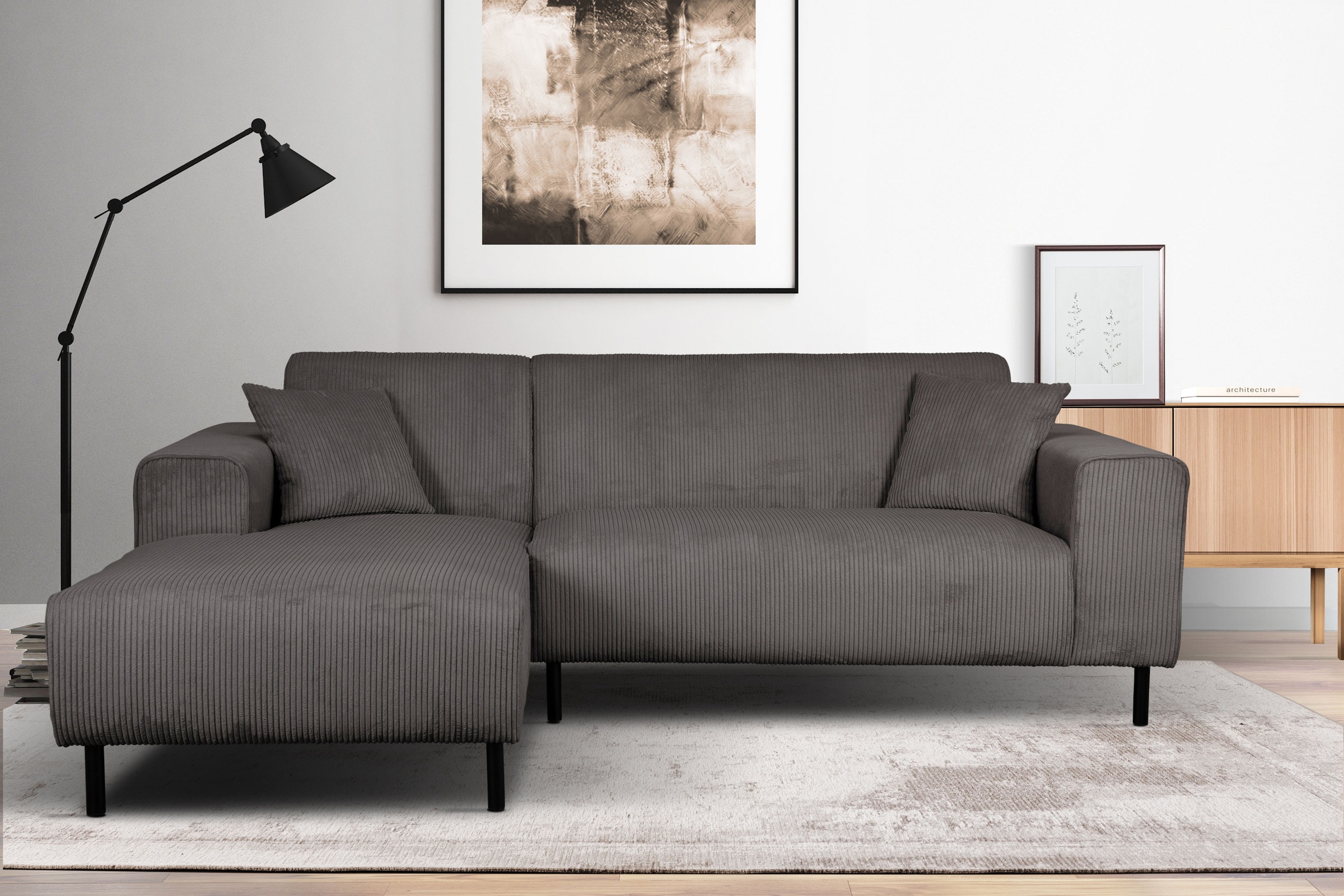 Image of Home affaire Ecksofa "ARROS L-Form mit Wellenunterfederung, Masse B/T/H: 235/163/81 cm" incl. Zierkissen, mit Recamiere rechts/links bestellbar, auch in Cord
