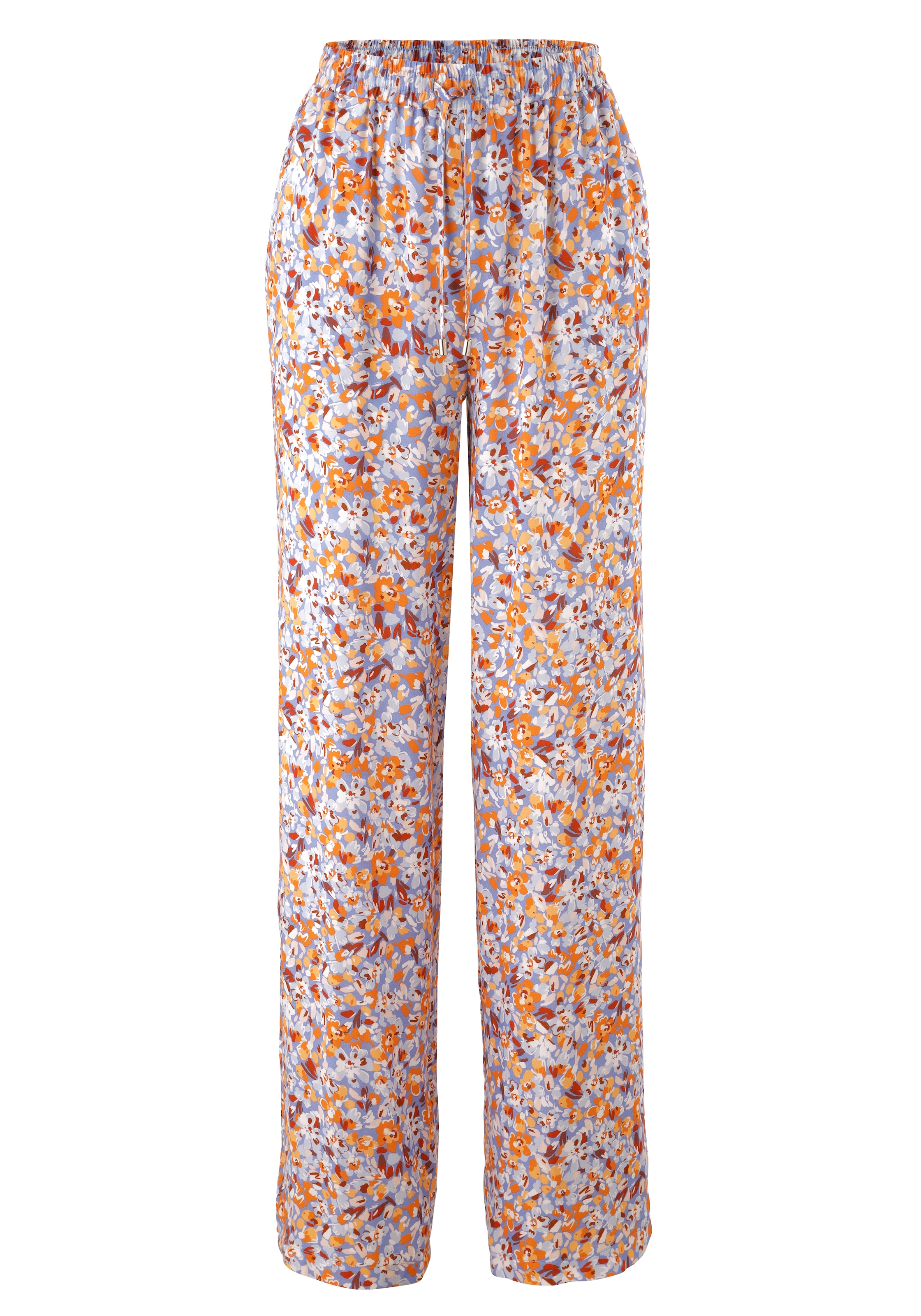 Aniston CASUAL Pantalon à enfiler  imprimé de fleurs graphiques aux couleurs harmonieuses
