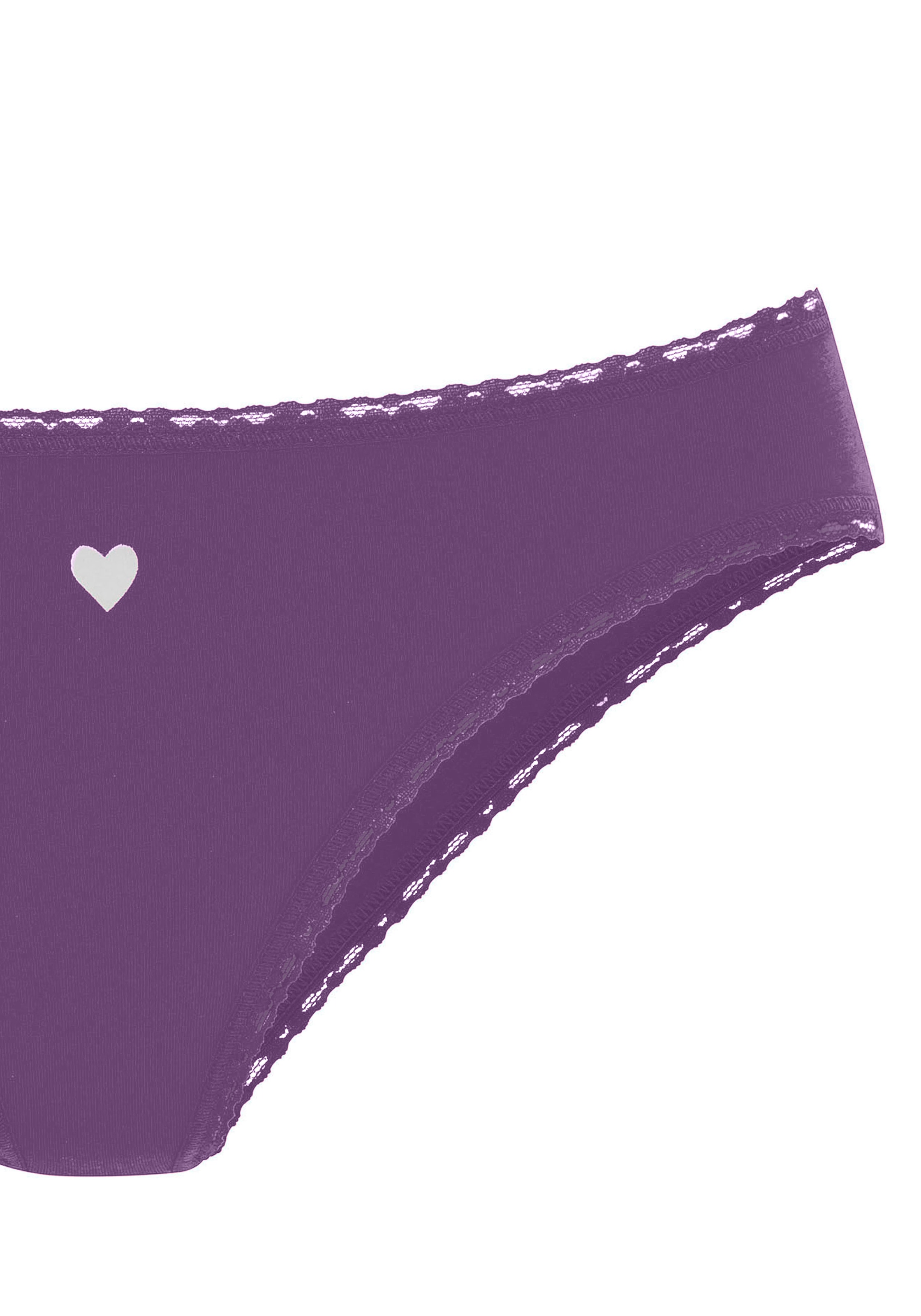 LASCANA Jazz-Pants Slips, (5er-Pack), mit süssen Herzchen-Prints und aus elastischer Baumwoll-Qualität