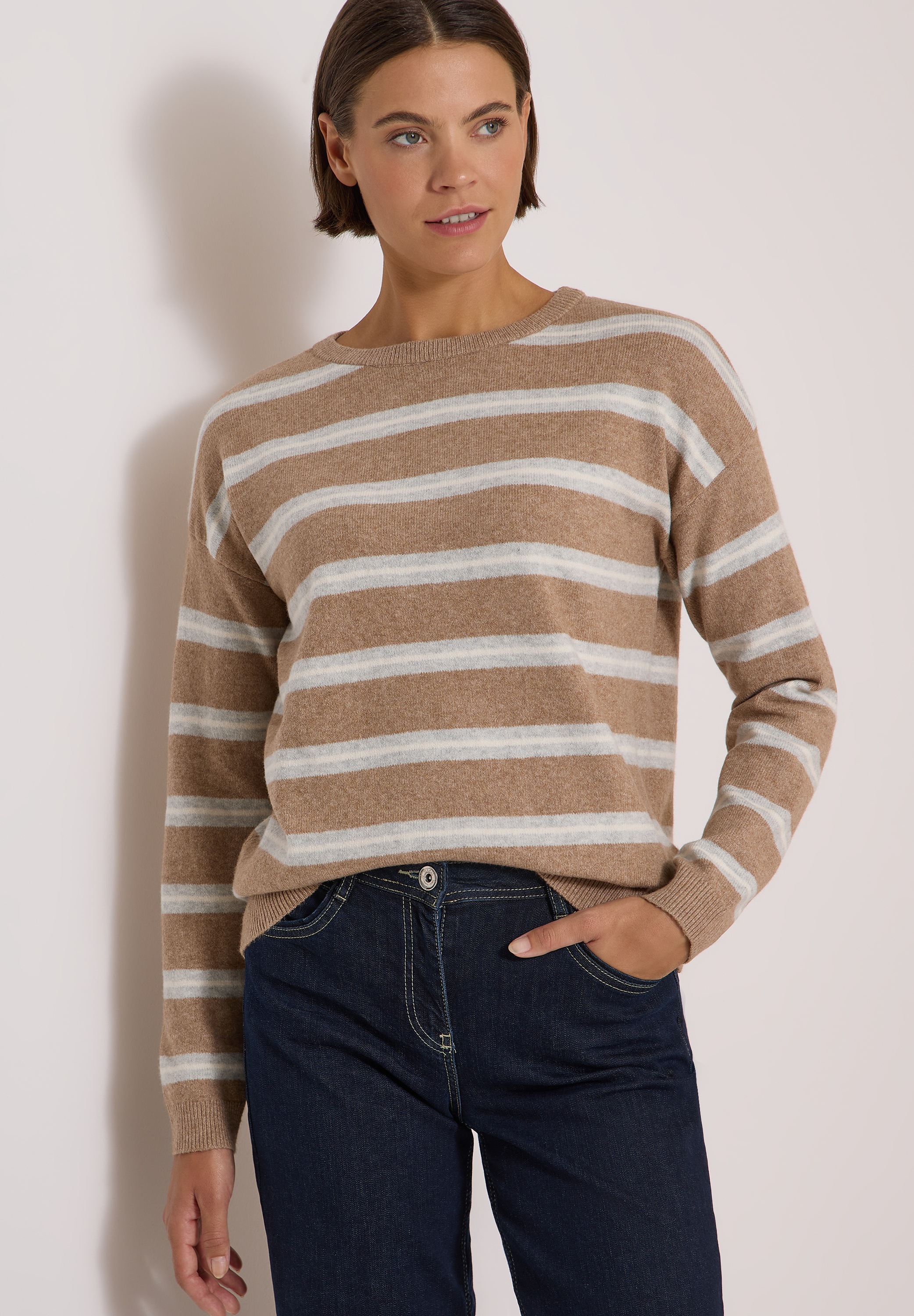 Image of Cecil Strickpullover mit Boat Neck und Streifen