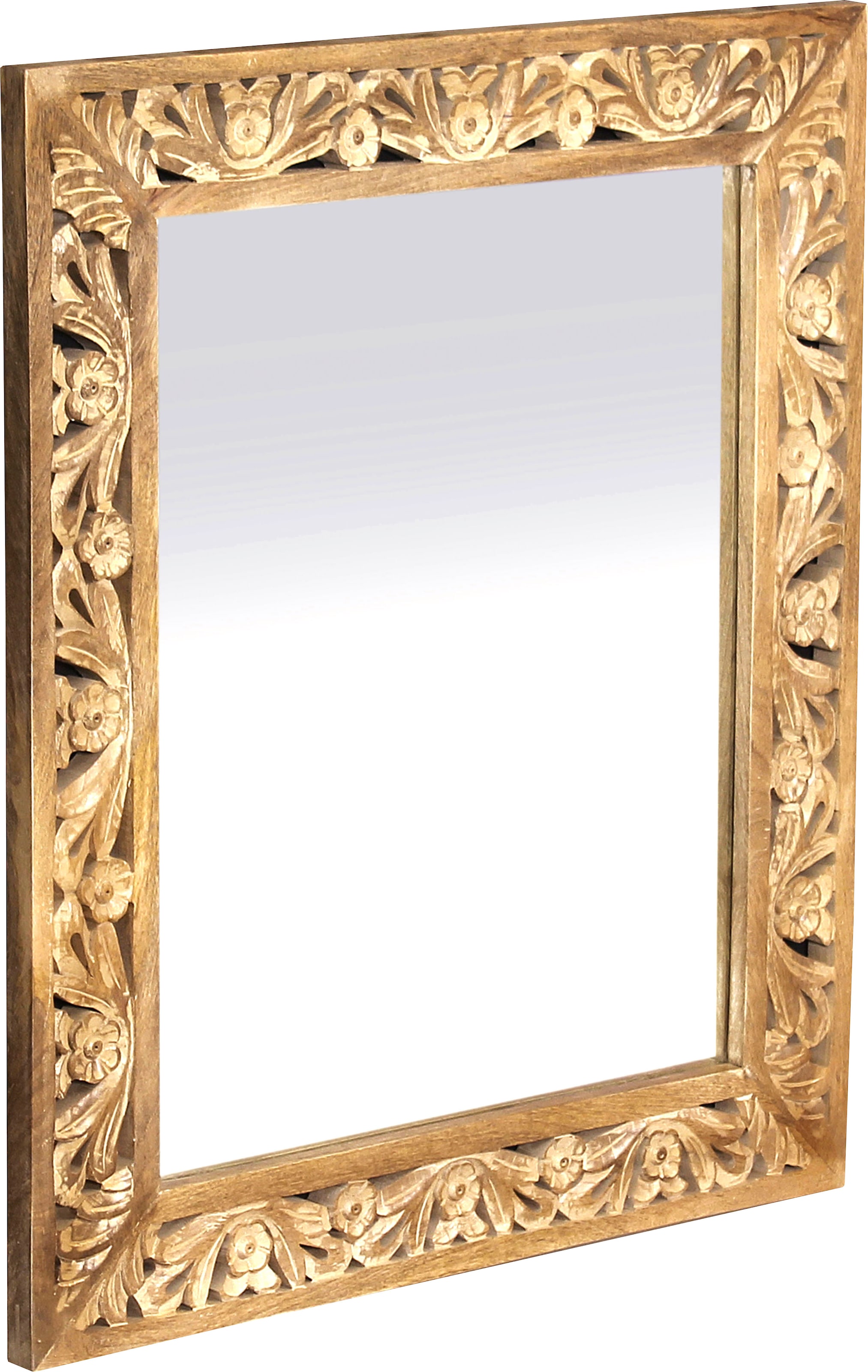 SIT Miroir mural »Galle aus Mangoholz mit kunstvollen Schnitzereien« chaque miroir est unique avec une façade façonnée artisanalement